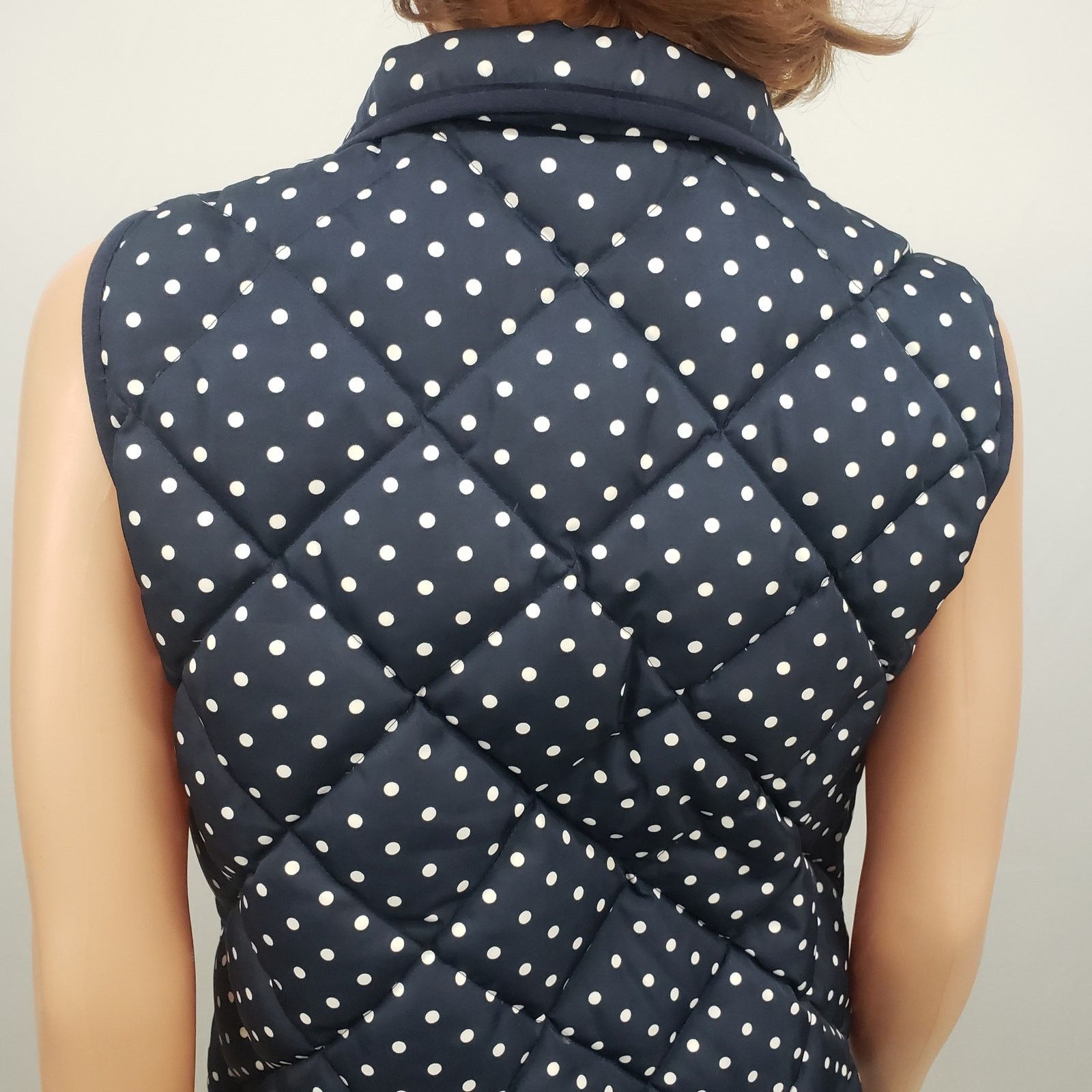 J.Crew J. Crew Polka Dot Quilted Puffer Vest Full zip up Pockets S Size S / US 4 / IT 40 - 6 Thumbnail