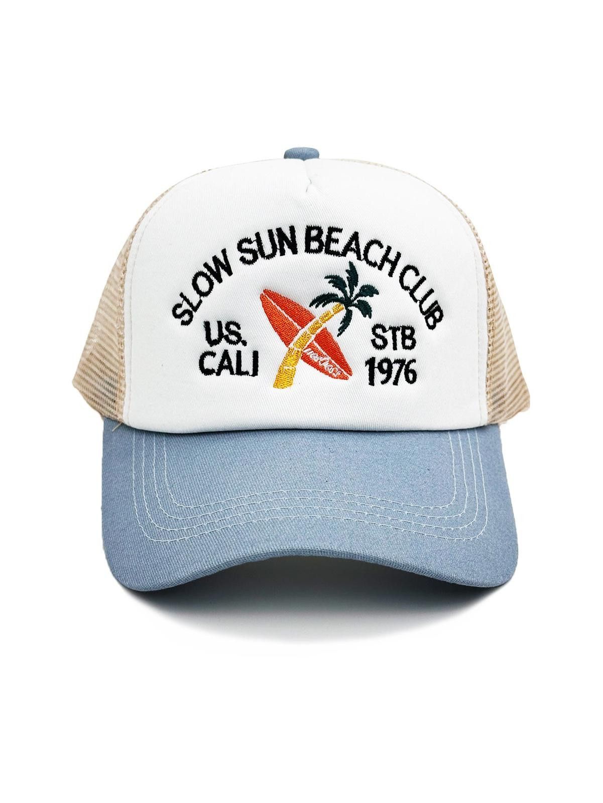 Vintage 'Slow Sun Beach Club' Embroidered Mesh Trucker Hat Size ONE SIZE - 4 Thumbnail