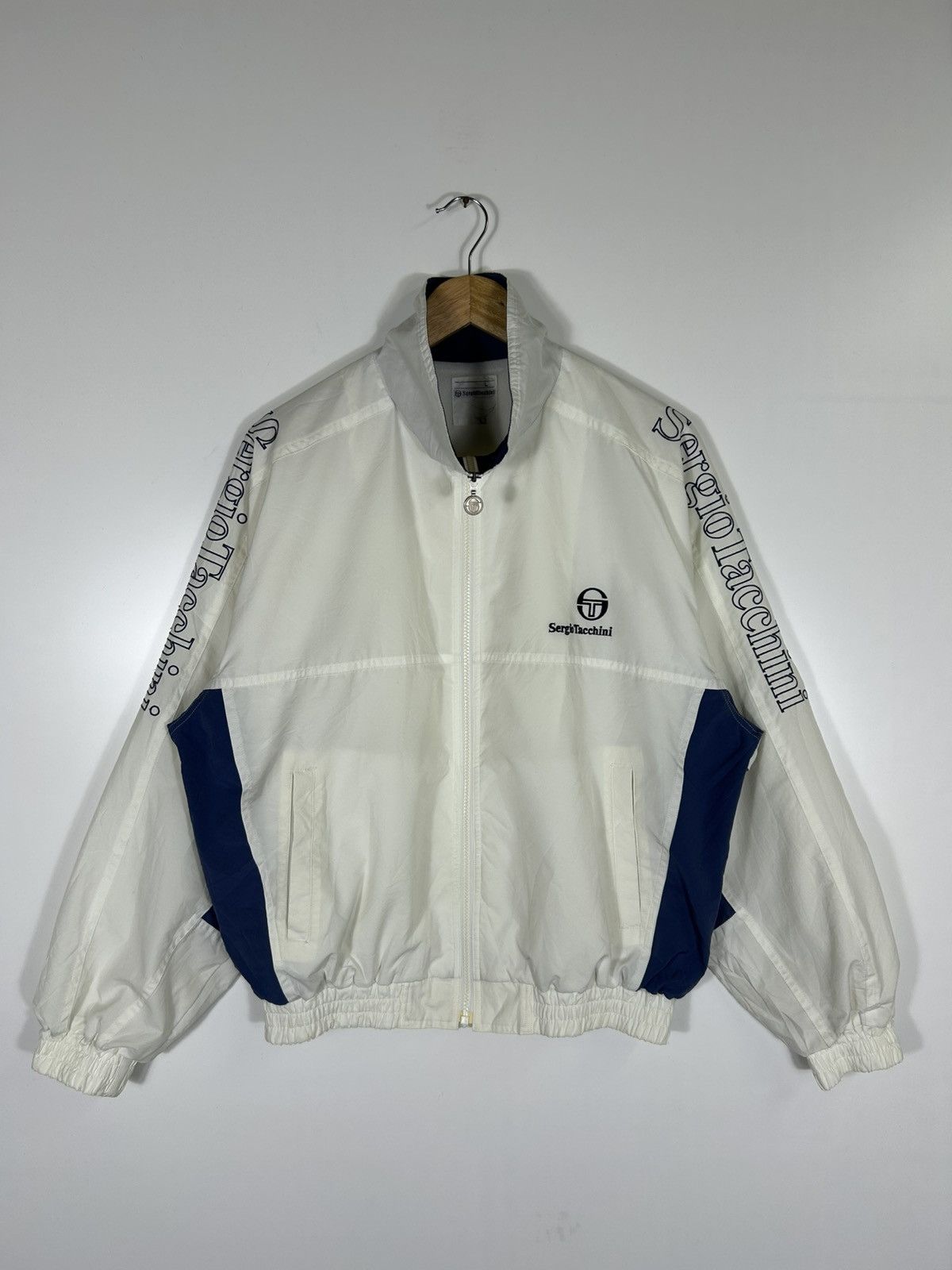 Sergio Tacchini Vintage Sergio Tacchini Track Jacket – Logo Tape Windbreaker Size US L / EU 52-54 / 3 - 1 Thumbnail