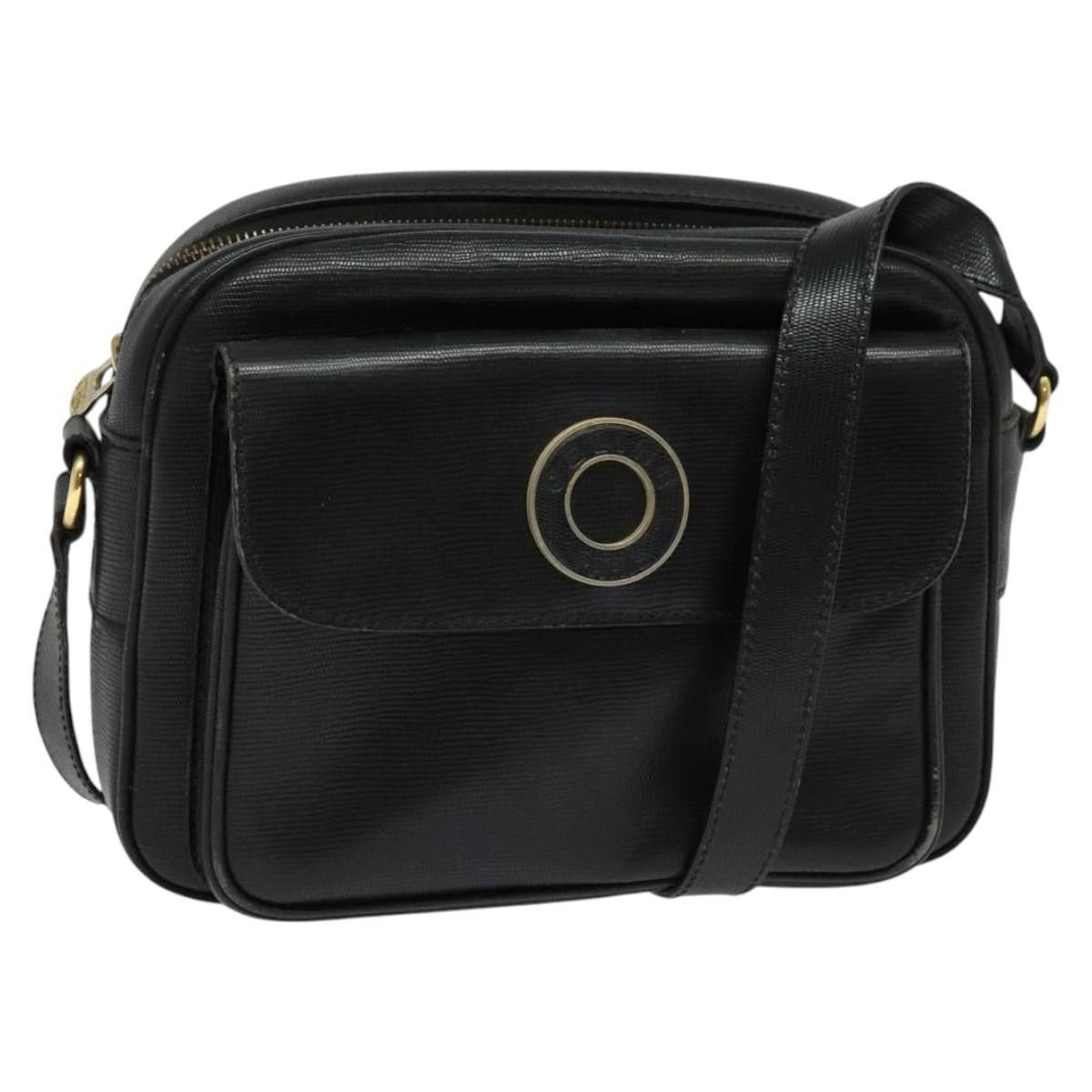 Celine Shoulder Bag Leather Black Gold Auth 122361, Women's
