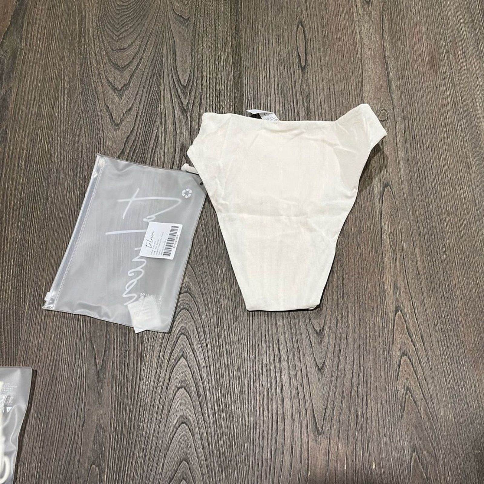 Vintage NWT Toluca Luna Midi Bikini Bottom Ivory Micro Waffle Size S Size ONE SIZE - 6 Thumbnail