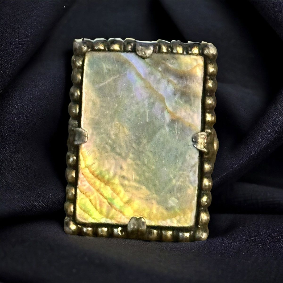 Vintage Vintage rectangular abalone adjustable ring Size ONE SIZE - 1 Thumbnail