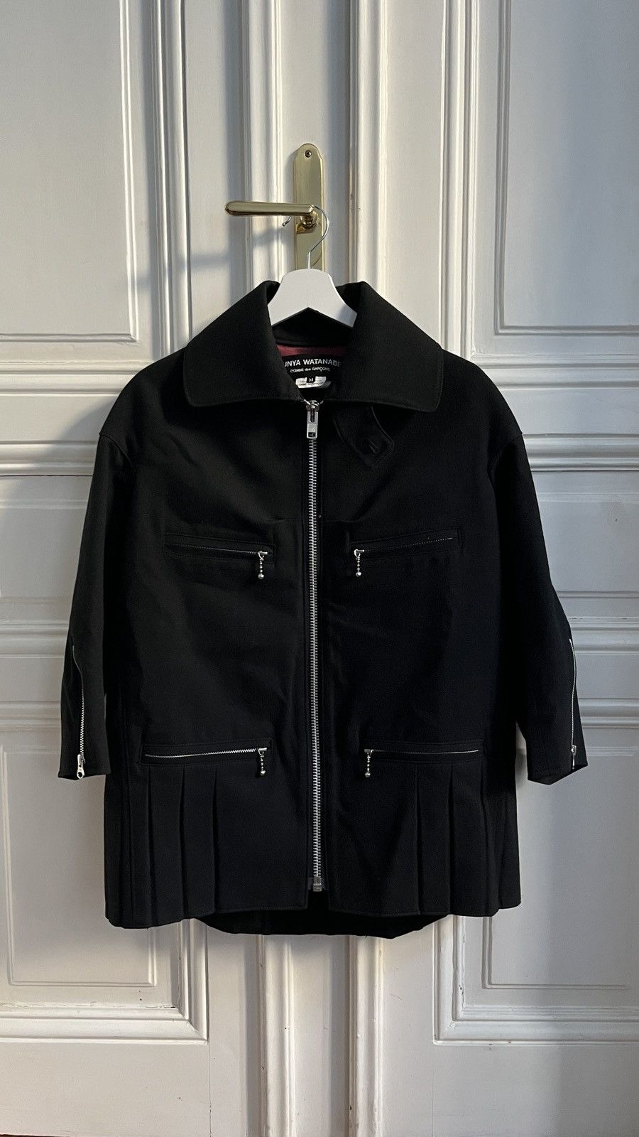 image of Comme Des Garcons x Junya Watanabe Comme Des Garçons By Junya Watanabe Black Pleated Jacket (Size M