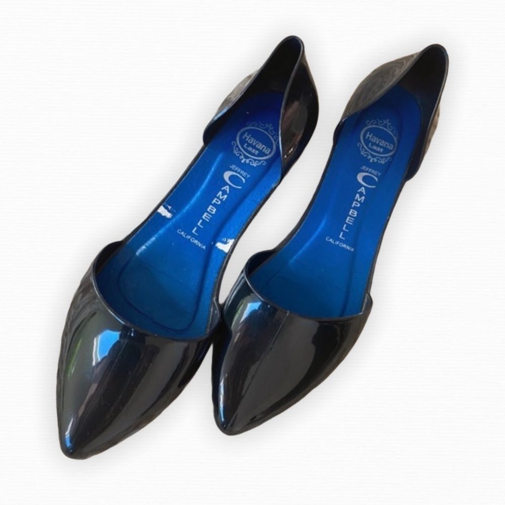 Jeffrey Campbell Jeffery Campbell, Havana Last Jelly Flat D’Orsay Solid Black Patent Women’s 6 M Size US 6 / IT 36 - 4 Thumbnail