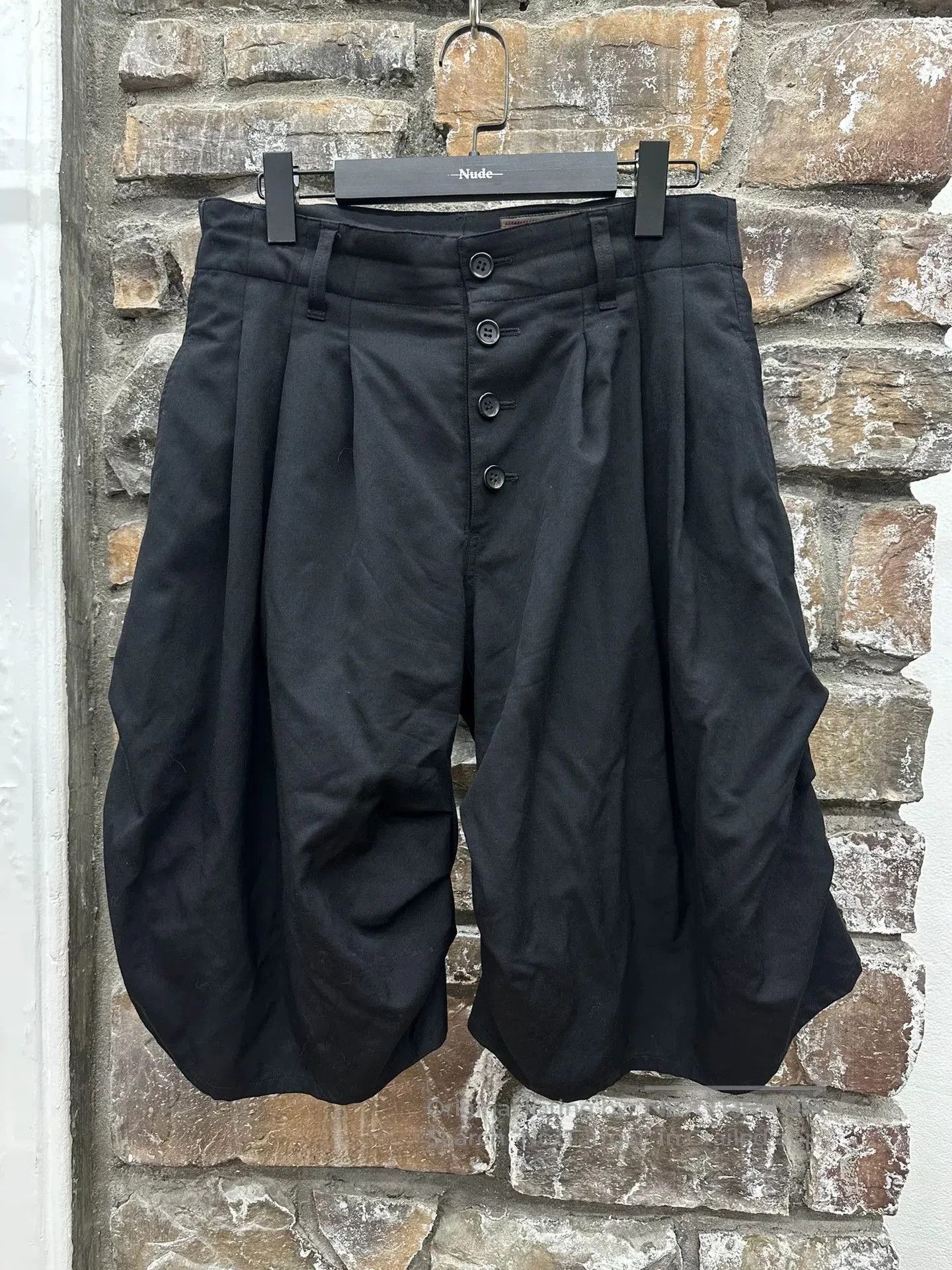 Comme des Garcons Homme Plus oversized black wool shorts size XS. Size US 27 - 1 Thumbnail