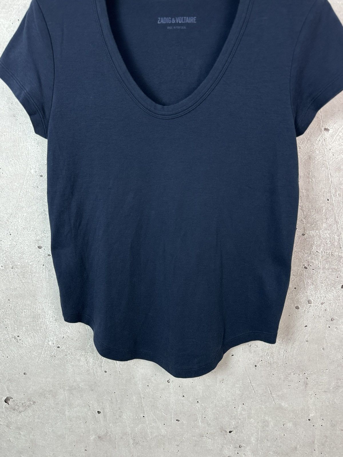 Zadig & Voltaire Zadig&Voltaire Navy Blue Cotton V-neck Short Sleeve T-shirt Size S / US 4 / IT 40 - 4 Thumbnail