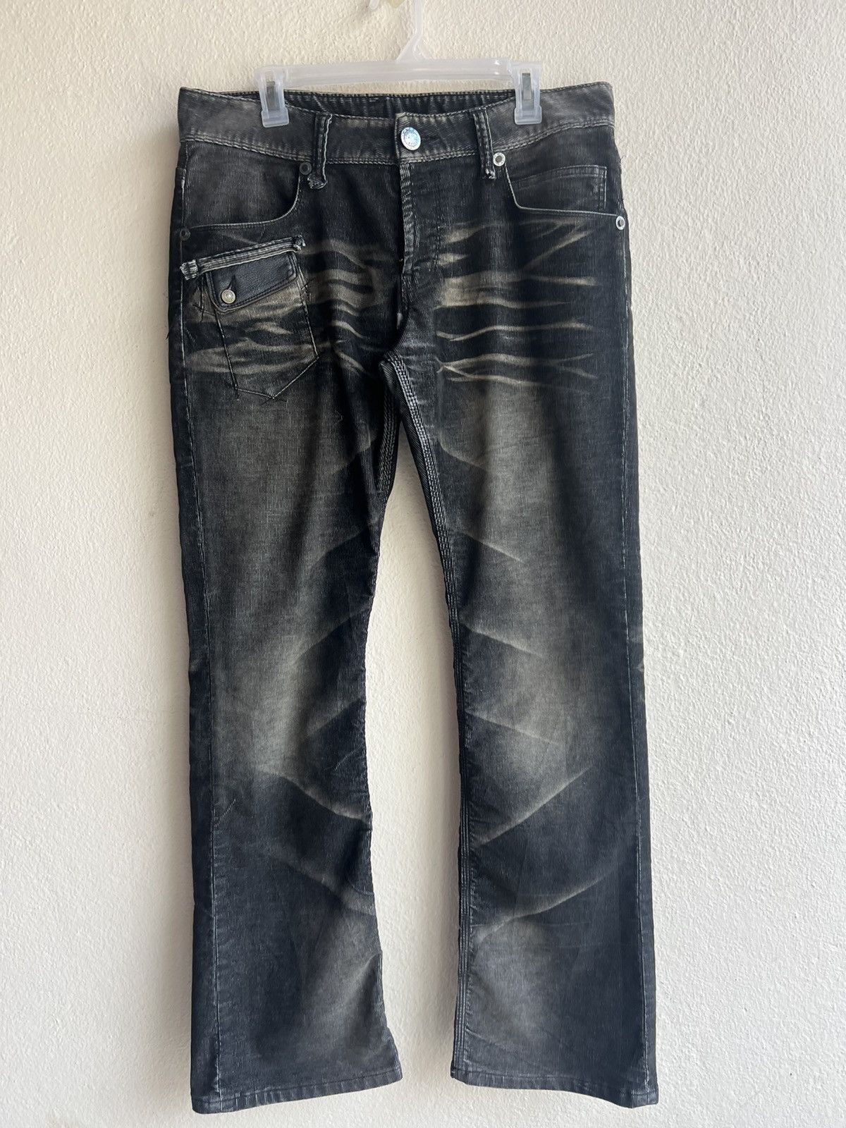 Vintage Rattle Trap Japan Distress Fade Stretch Corduroy Flare Jeans Size US 32 / EU 48 - 1 Thumbnail