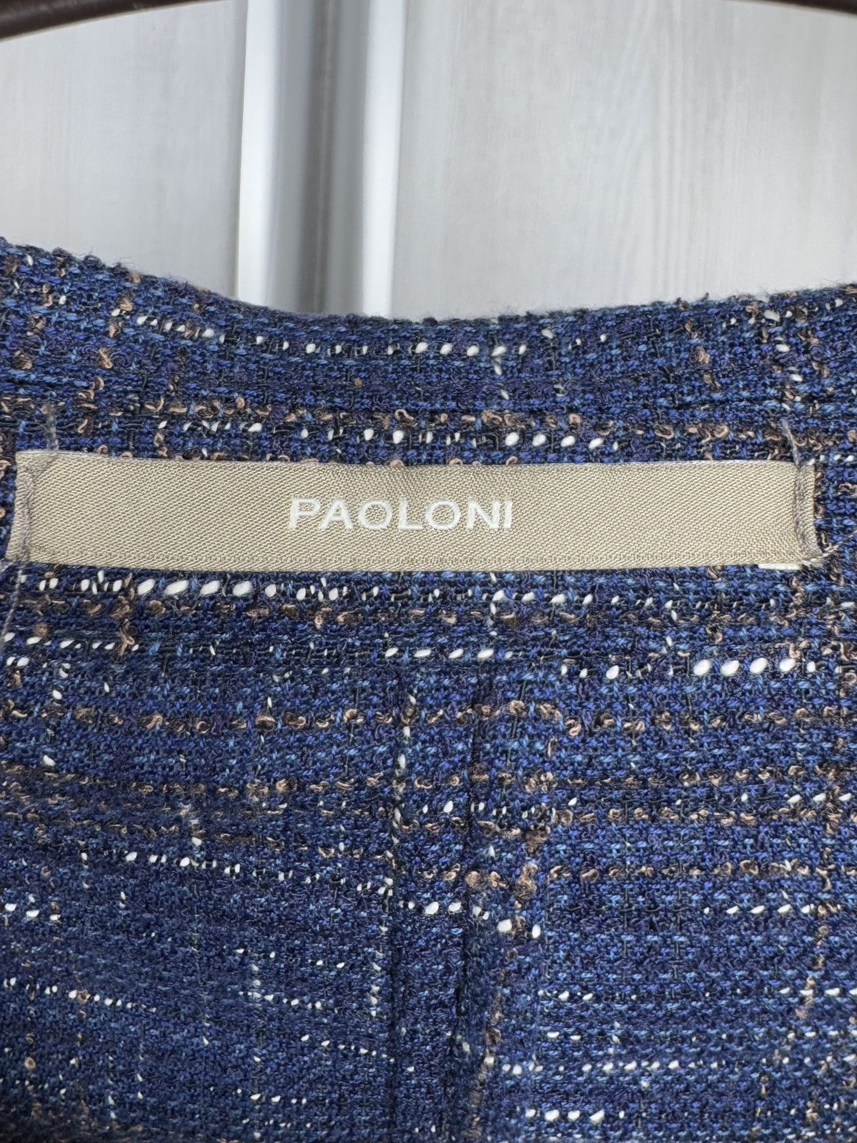 Paoloni Paoloni Blue check cotton blend houndstooth unlined blazer Size 36R - 9 Thumbnail