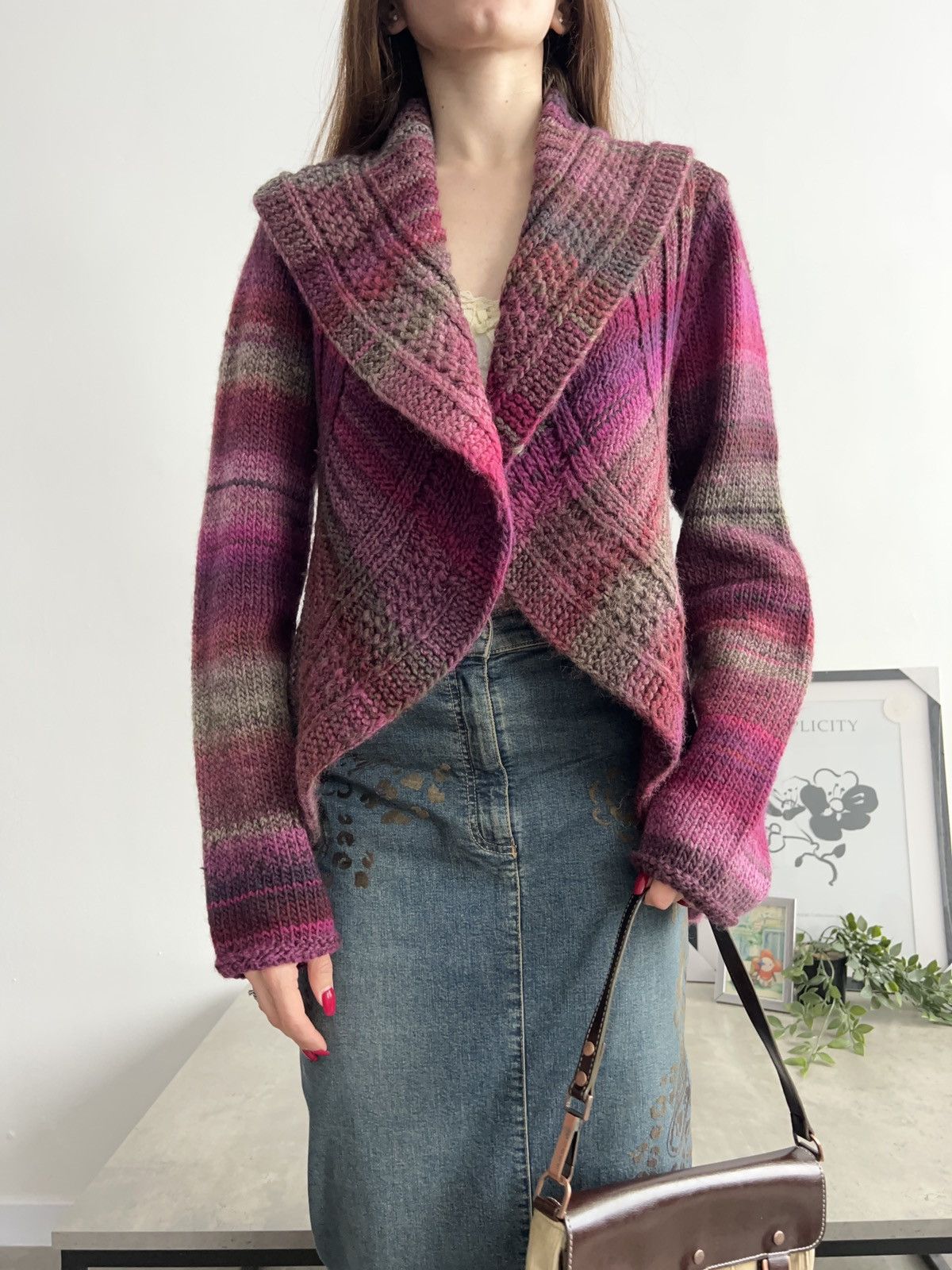 Vintage Beautiful Knit Wool Cardigan Y2K Vintage Size M / US 6-8 / IT 42-44 - 5 Thumbnail