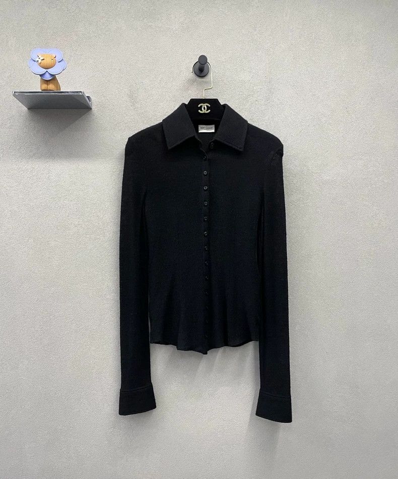 Saint Laurent Paris Saint Laurent ParisSolid Straight Single Breasted Long Sle Size US S / EU 44-46 / 1 - 1 Thumbnail