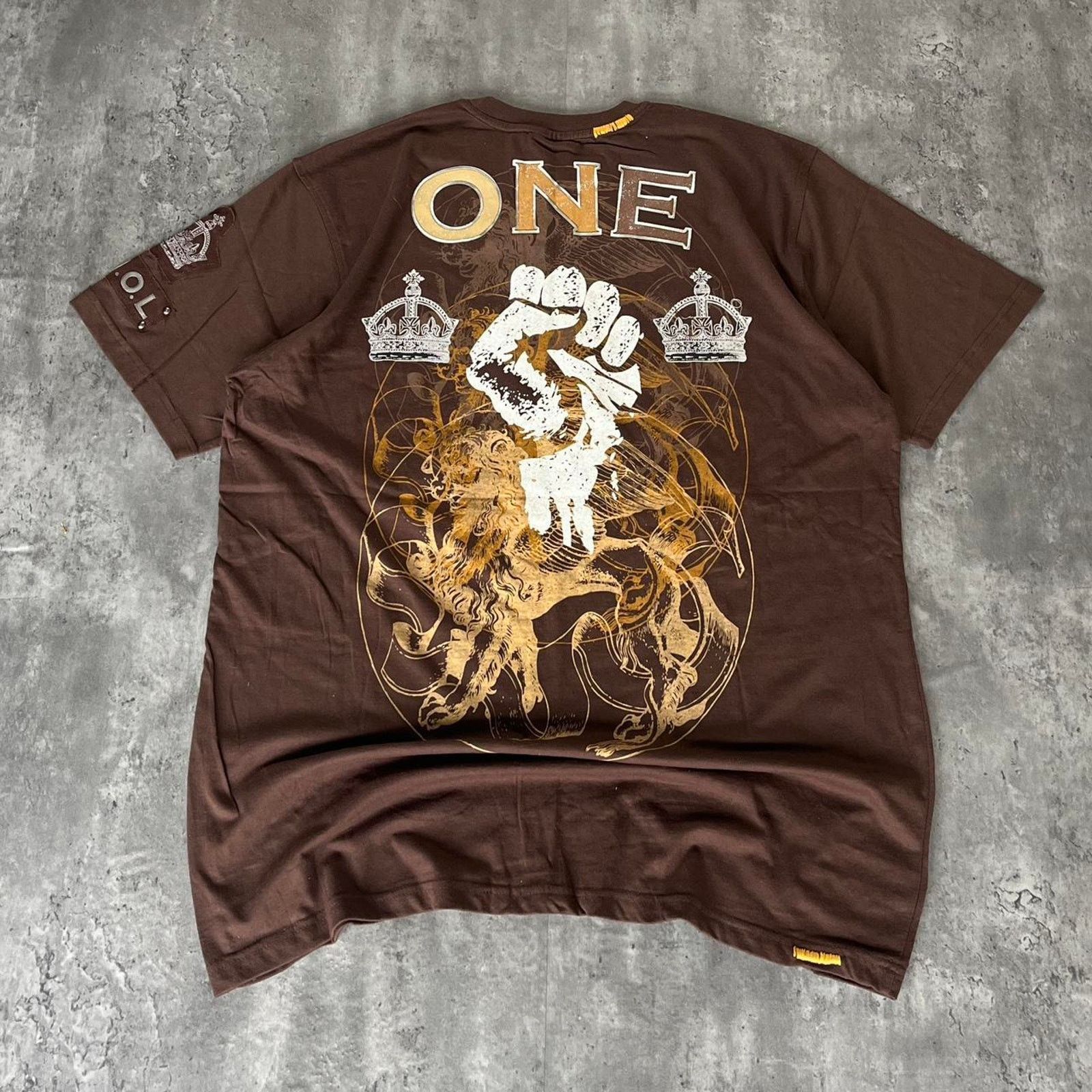 Affliction × JNCO × Japanese Brand Crazy Y2K Affliction Style Unique Brown Graphic Grunge Shirt Size US XXL / EU 58 / 5 - 2 Thumbnail