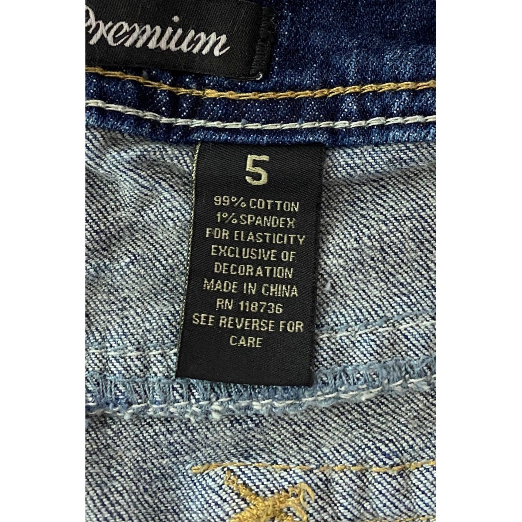 Vintage ZCO Jeans Premium Blue Bootcut Jeans Distressed Embellished 5-Pocket Design Low Rise Size 5 Womens Jeans Size 27" / US 4 / IT 40 - 6 Thumbnail