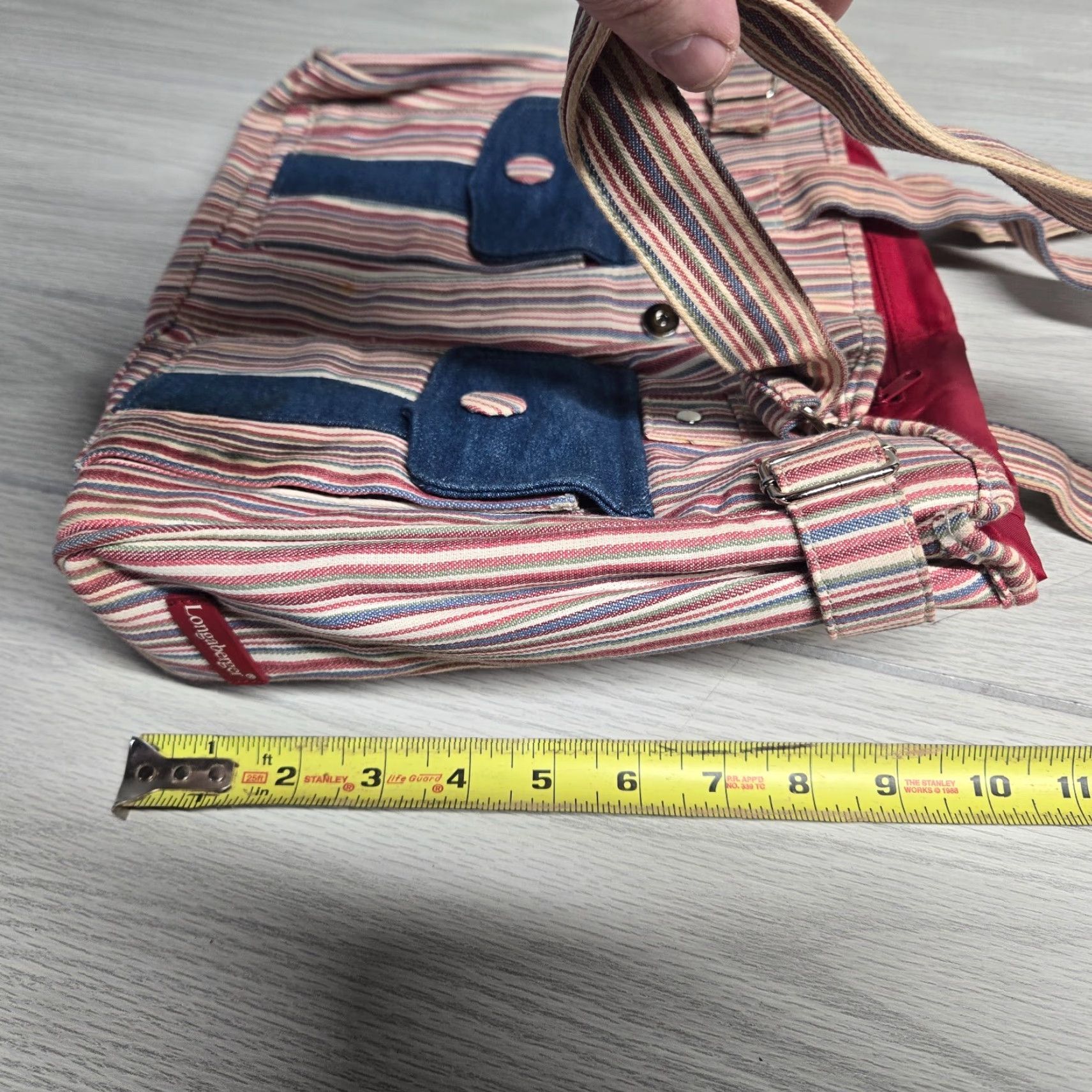 Vintage Longaberger Bag 14" Fabric Gift Tote Red Denim Plaid Tote Women 14" Red Denim Plaid Fabric Gift Tote Bag Longaberger Size ONE SIZE - 7 Thumbnail