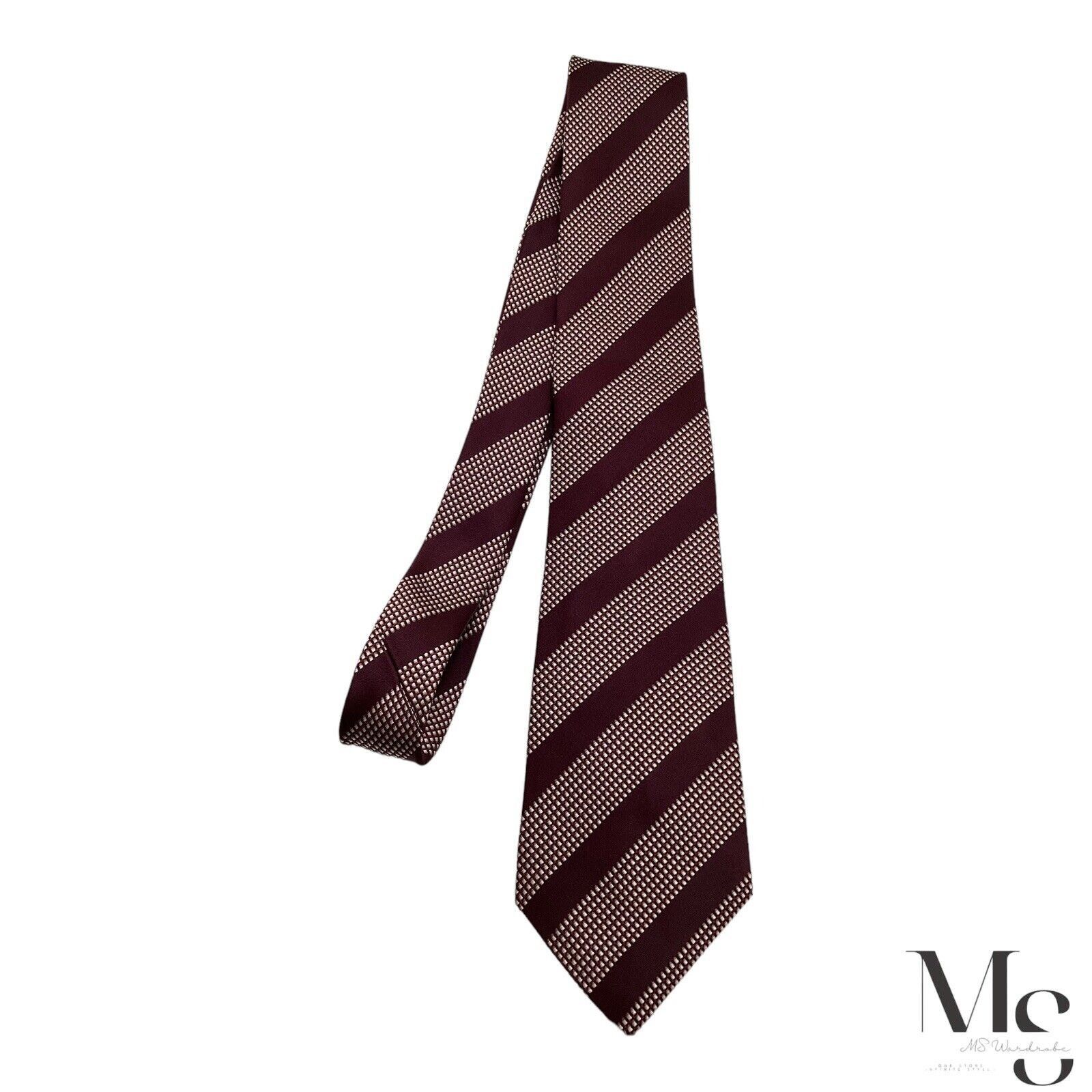 Hugo Boss BOSS SELECTION Trifold Violet Striped Silk Tie Italy W: 3.4 Size ONE SIZE - 5 Thumbnail