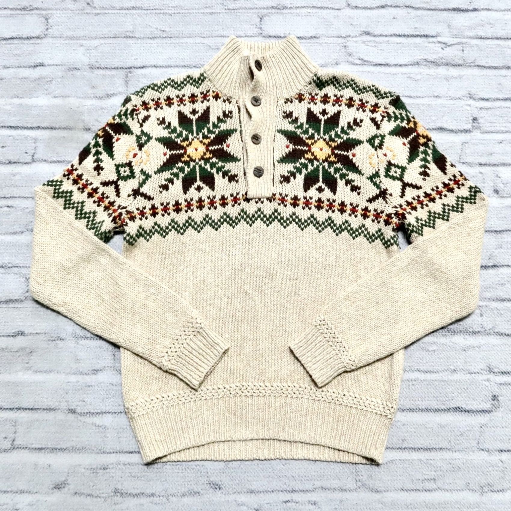 Polo Ralph Lauren VINTAGE Polo Ralph Lauren Knit Sweater Men M BeigeWinter Xmas Size US M / EU 48-50 / 2 - 2 Thumbnail