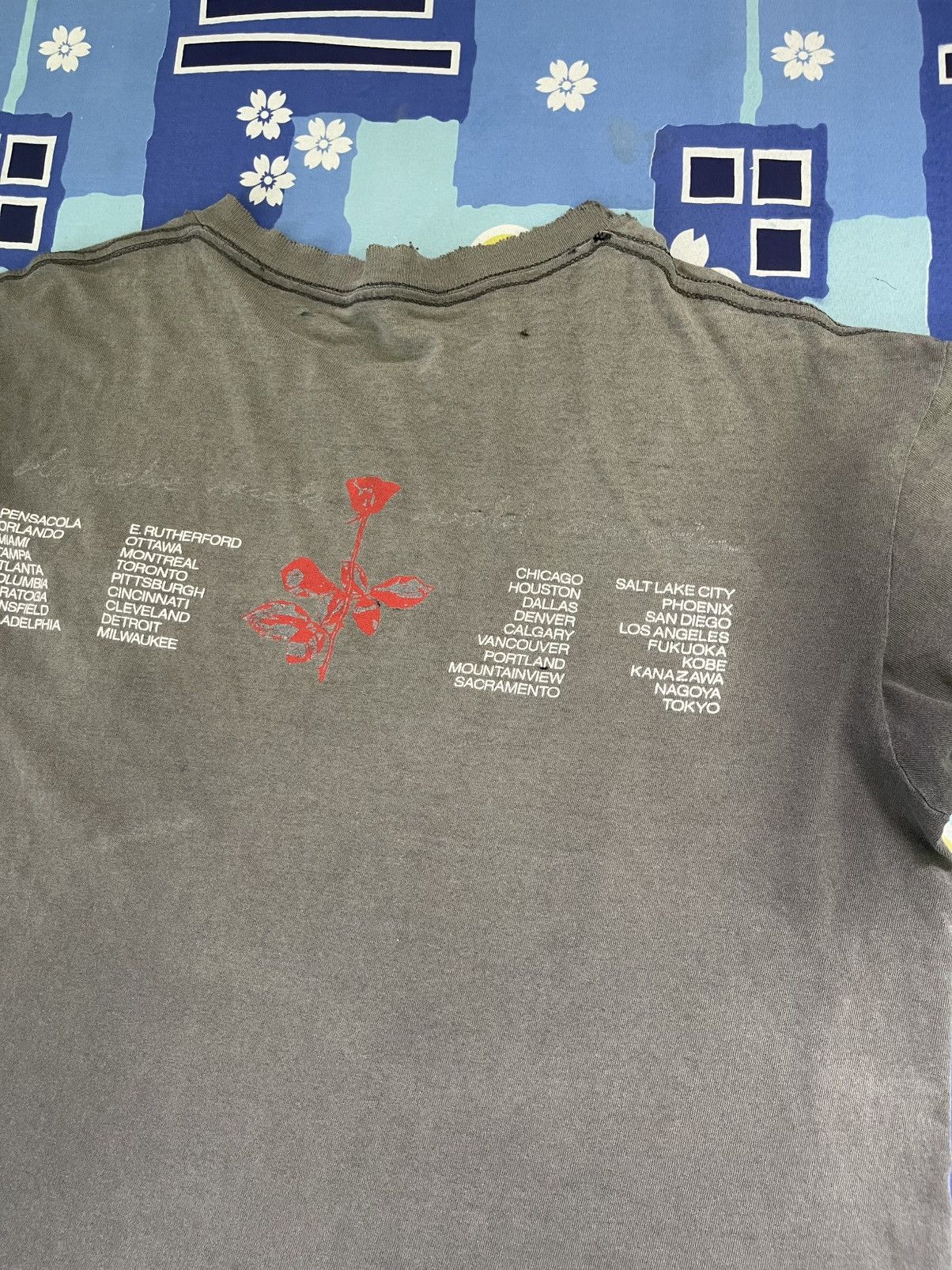 Band Tees Thrashed 1990 Depeche Mode Violator Album World Tour Tee Size US M / EU 48-50 / 2 - 13 Thumbnail