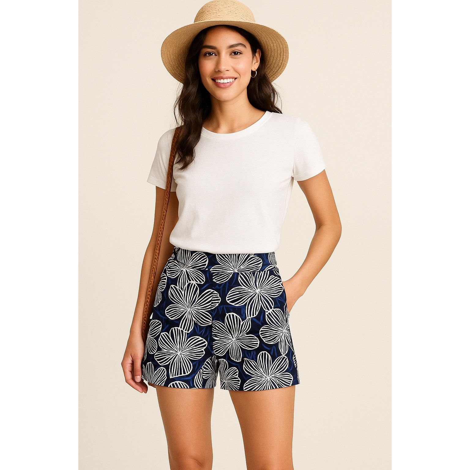 J.Crew J.Crew Women’s Size 6 Navy White Floral Shorts Cotton Resort Size 28" / US 6 / IT 42 - 9 Thumbnail