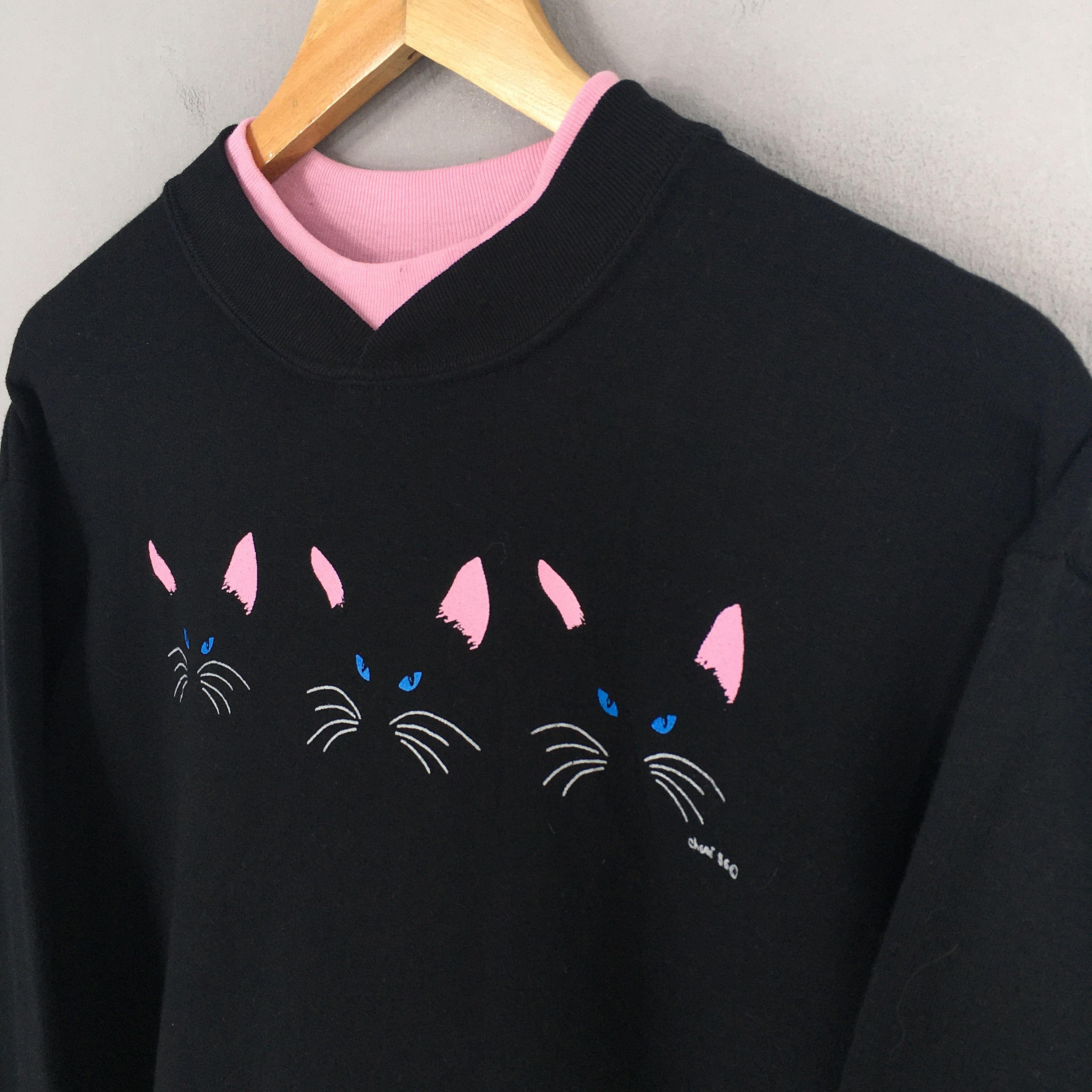 Other Vintage Cat Face Pop Art Black Jumper Medium Size US M / EU 48-50 / 2 - 3 Thumbnail