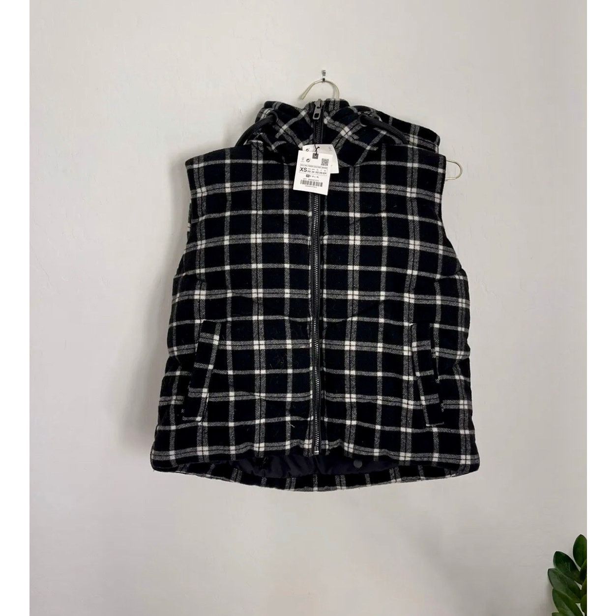 Zara Zara plaid quilted vest ecru/black Size XS / US 0-2 / IT 36-38 - 6 Thumbnail