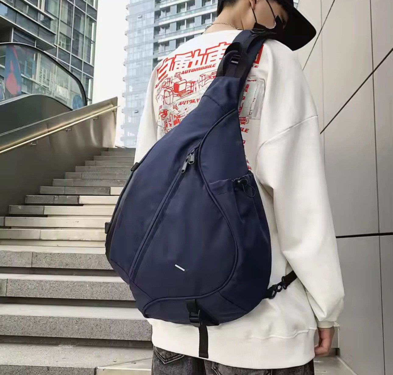 Japanese Brand Sling Chest Bag - Modern Minimalist Nylon Crossbody Size ONE SIZE - 3 Thumbnail