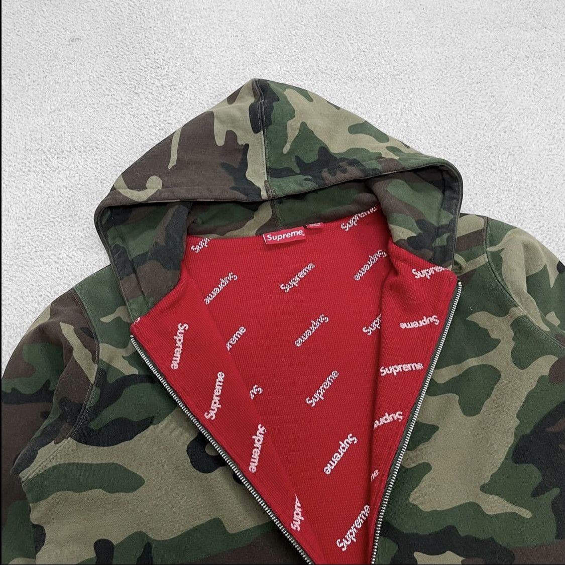 Supreme Supreme 15FW Small Logo Camo Thermal Zip Hoodie Size US L / EU 52-54 / 3 - 2 Thumbnail