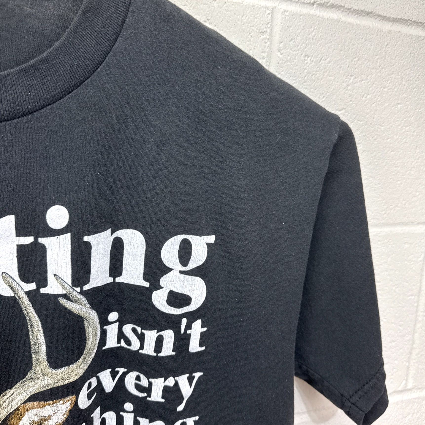 Jerzees VINTAGE Jerzees Deer Hunting Isn’t Everything It’s The Only Thing T Shirt XL Black Crew Neck Short Sleeve Men’s 90s Outdoor Humor Size US XL / EU 56 / 4 - 7 Thumbnail