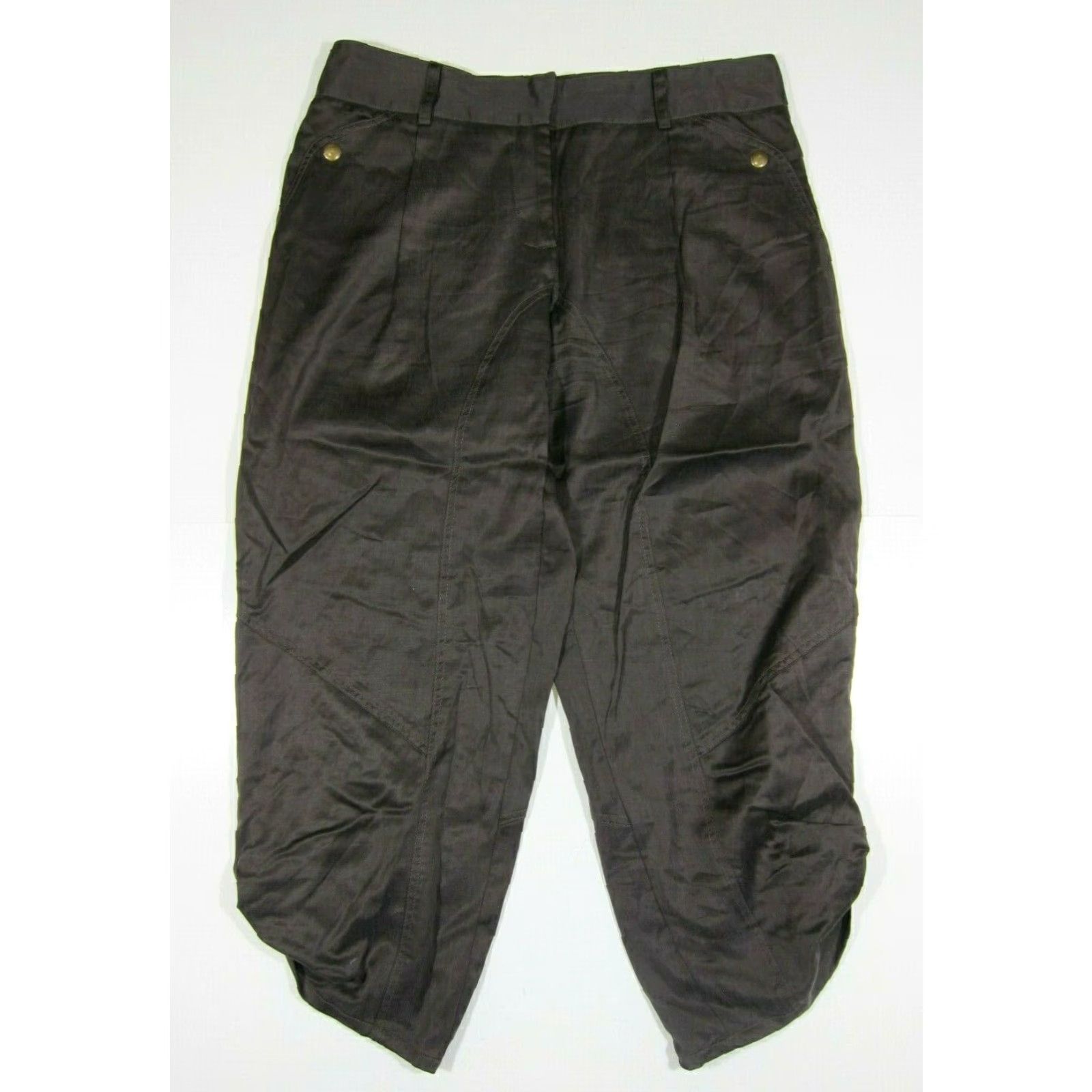 Vintage Daughters Of The Liberation Rayon Brown High Rise Capri Cropped Pant Size 4 Size 27" / US 4 / IT 40 - 2 Thumbnail