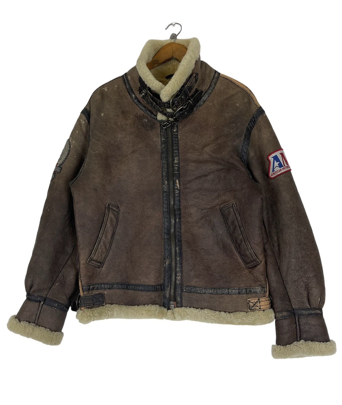 image of Flight Club x Leather Jacket Type Aitoz Corp Flight Garment Leather Jacket in Brown (Size Medium)