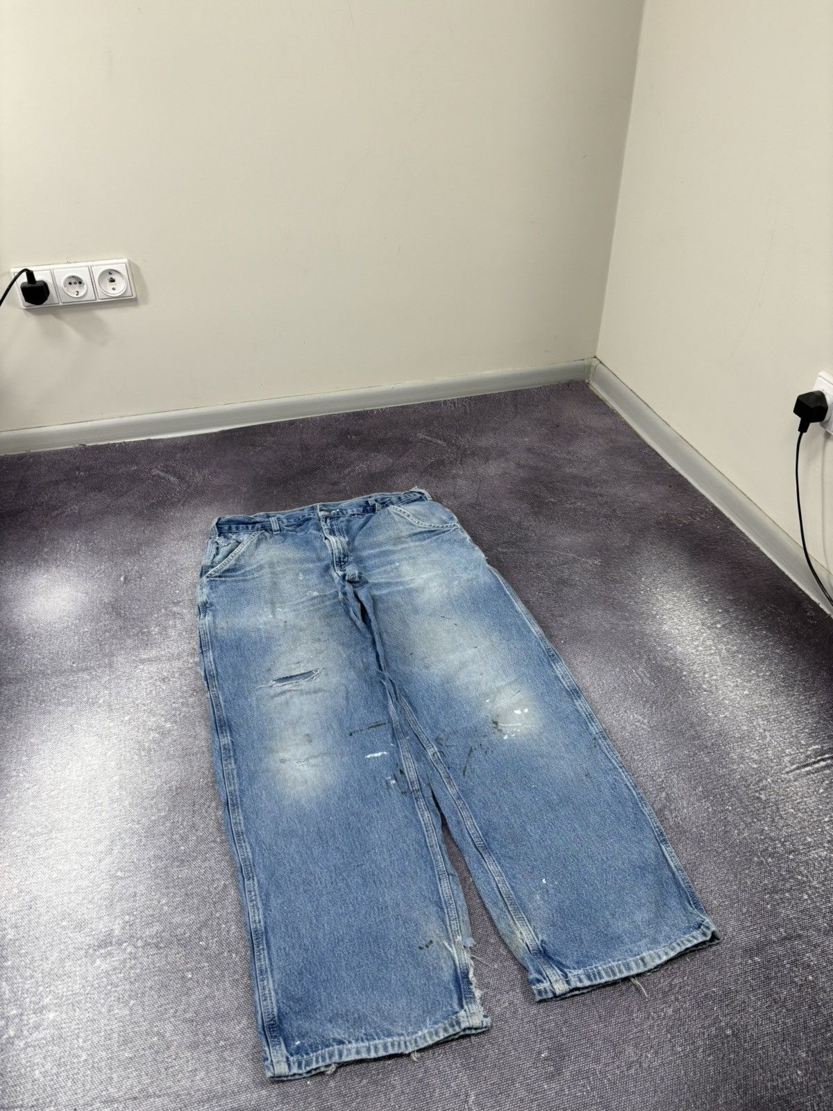 Carhartt Vintage Carhartt Dungaree Fit Faded Blue Denim Baggy Jeans Size US 35 - 10 Thumbnail