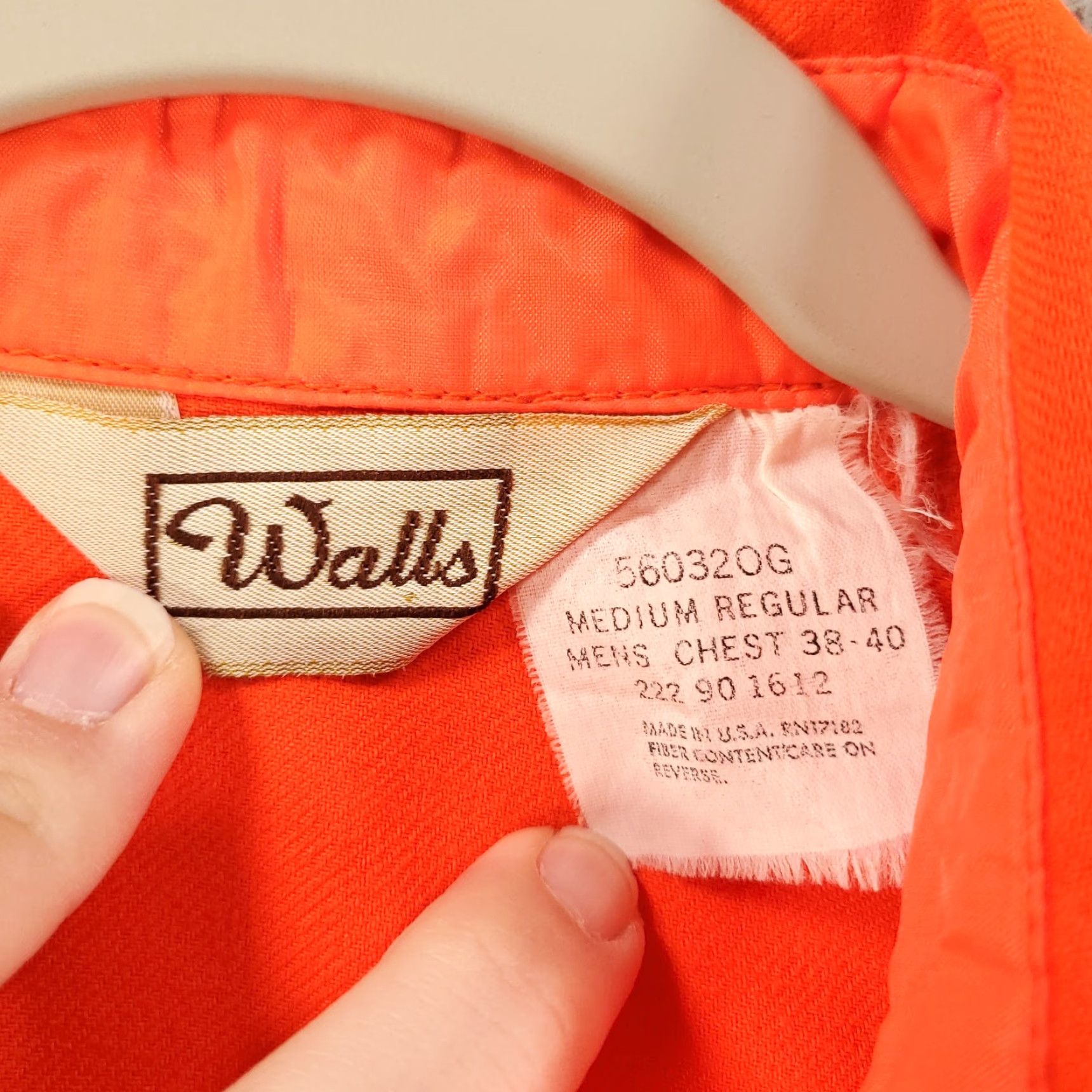 Walls VINTAGE Walls Shirt Mens M Orange Long Sleeve Button Up Hunting Safety Size US M / EU 48-50 / 2 - 4 Thumbnail