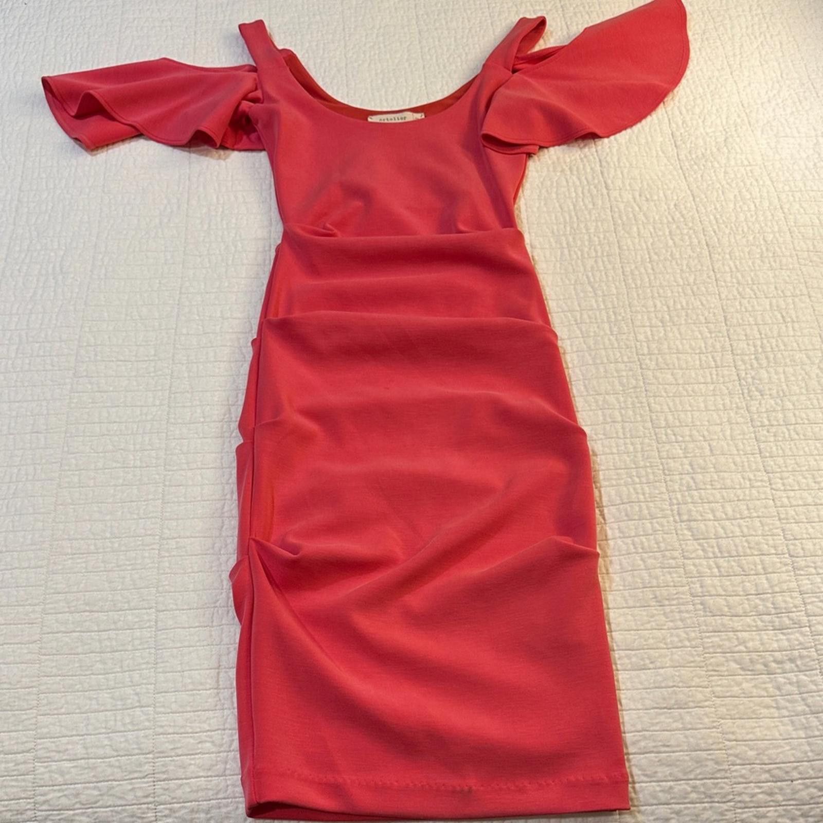 Other Artelier Nicole Miller sz 0 Pink Off-Shoulder Dress $295.00 Size XS / US 0-2 / IT 36-38 - 1 Thumbnail