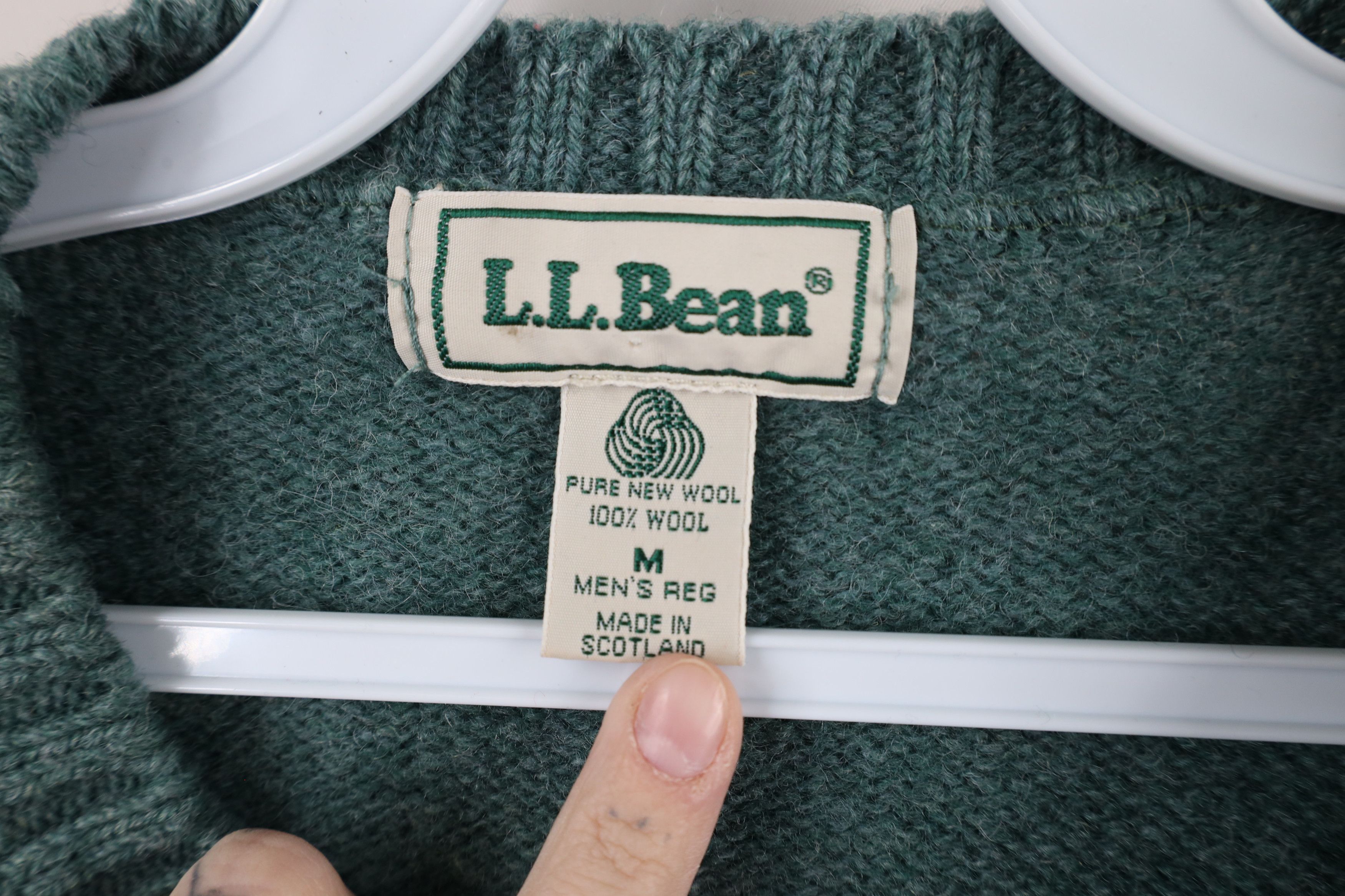 L.L. Bean × Vintage Vintage 90s LL Bean Elbow Patch Wool Knit Sweater Green Size US M / EU 48-50 / 2 - 7 Thumbnail