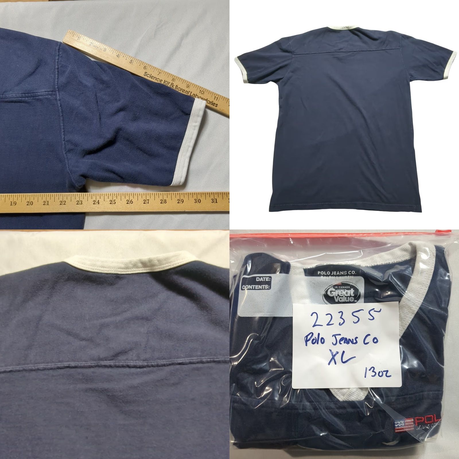 Ralph Lauren VINTAGE Polo Jeans Co. Ralph Lauren USA Flag V-Neck Ringer T-Shirt Navy Mens XL Size US XL / EU 56 / 4 - 8 Thumbnail