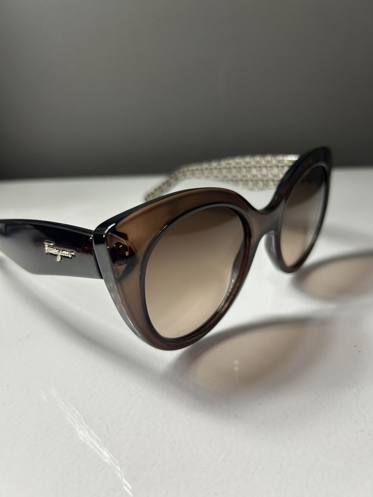 Salvatore Ferragamo Salvatore Ferragamo SF964S Cat Eye Crystal Brown Sunglasses Size ONE SIZE - 9 Thumbnail