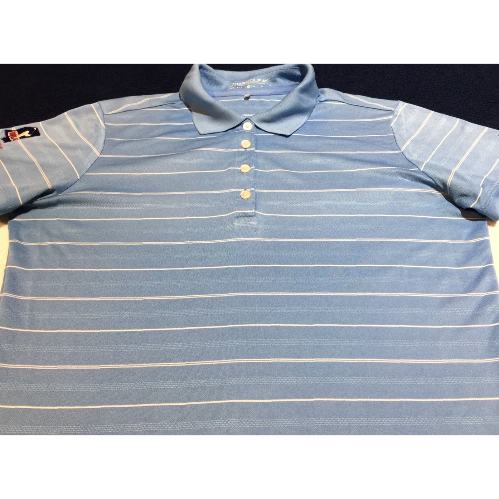Nike Nike Golf Women's Medium Light Blue Striped Polo Shirt Dri-FIT Short Sleeve Athletic Size M / US 6-8 / IT 42-44 - 2 Thumbnail