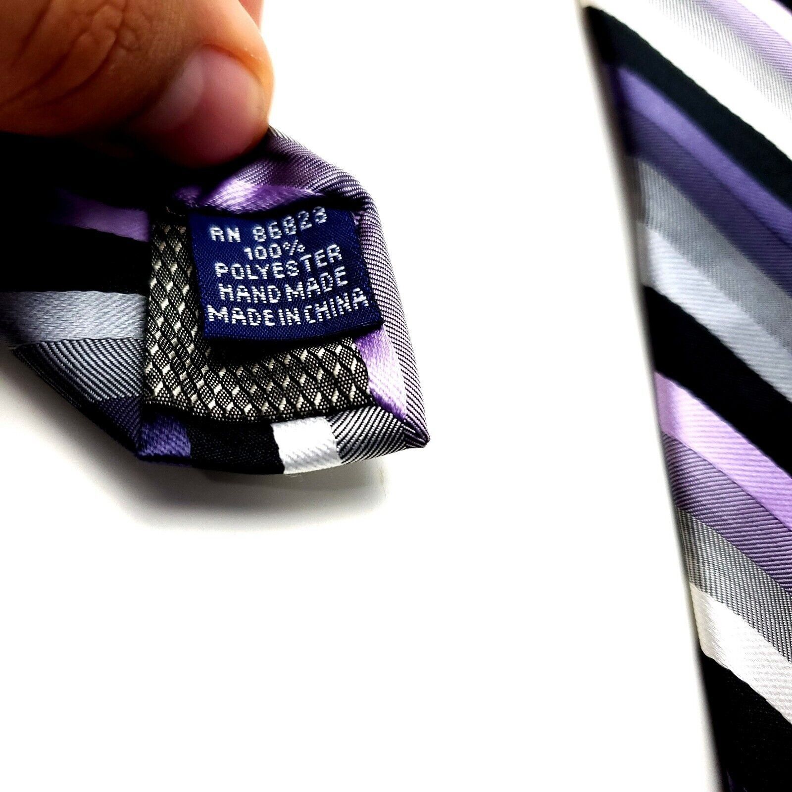 Croft & Barrow Croft Barrow Polyester Tie Purple Striped Skinny Size ONE SIZE - 4 Thumbnail