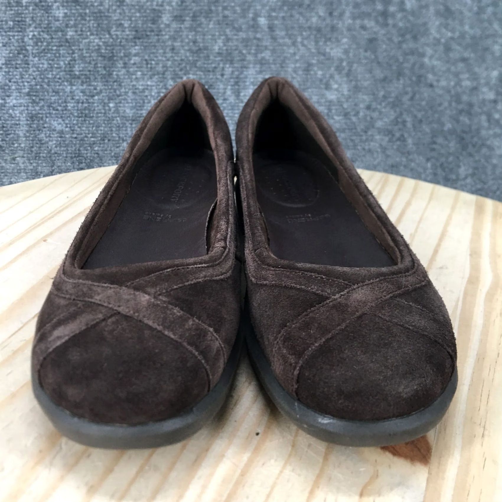 Rockport Rockport Womens 7.5 W Acasia Slip On Flats Brown Leather Comfort Low Top Casual Shoes Mens? Size M / US 6-8 / IT 42-44 - 3 Thumbnail