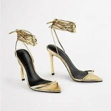 Tony Bianco TONY BIANCO MILLIE GOLD FOIL HEELS SIZE 8 Size US 8 / IT 38 - 1 Thumbnail