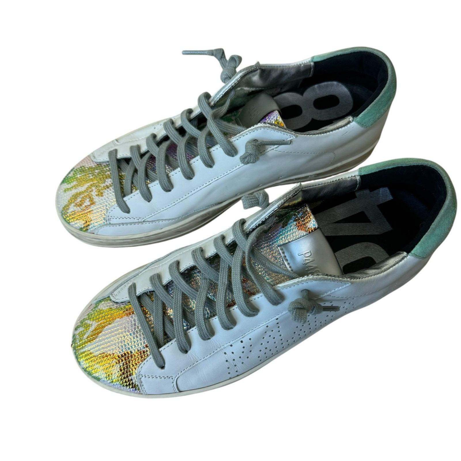 P448 P448 John Low Top Metallic Snakeskin Sneaker Size 39 White Size US 9 / IT 39 - 9 Thumbnail