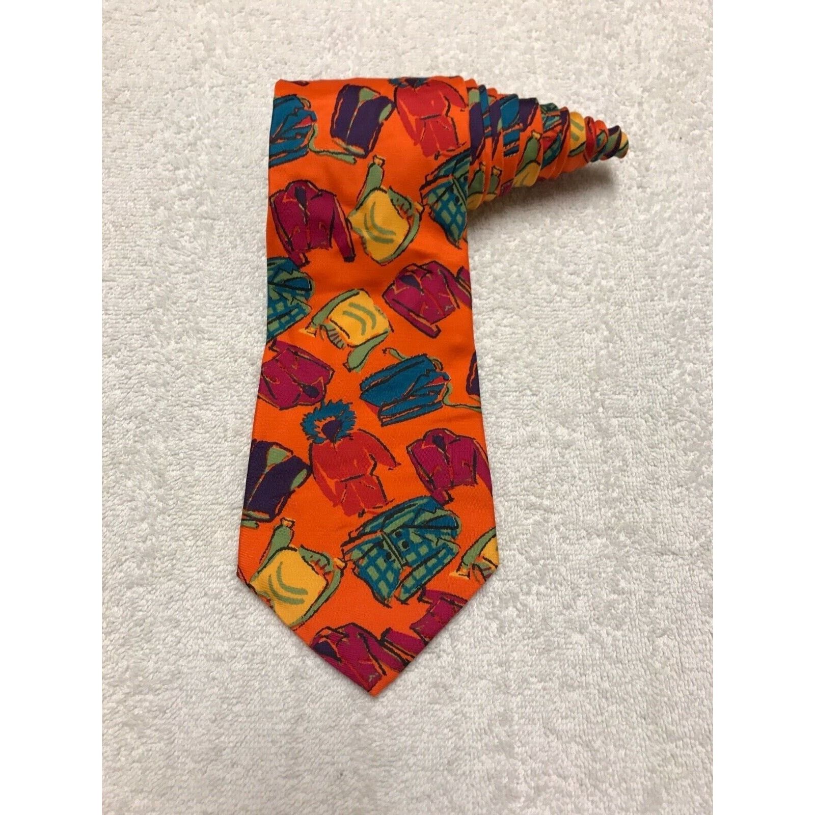 Gap Gap Orange Novelty 100% Silk Tie Necktie Jackets Outerwear Size ONE SIZE - 1 Thumbnail