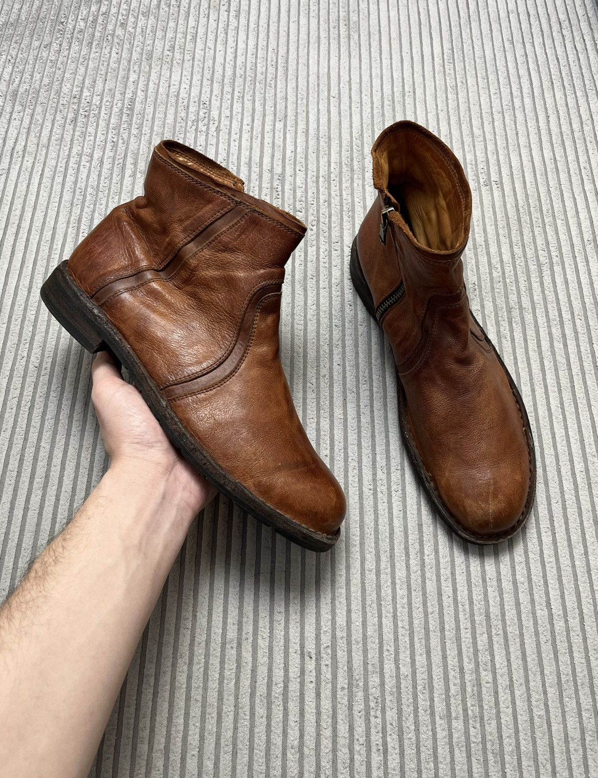 Guidi Leather Ankle Zip Guidi Style Biker Brown Boots 90s Size US 7.5 / EU 40-41 - 11 Thumbnail
