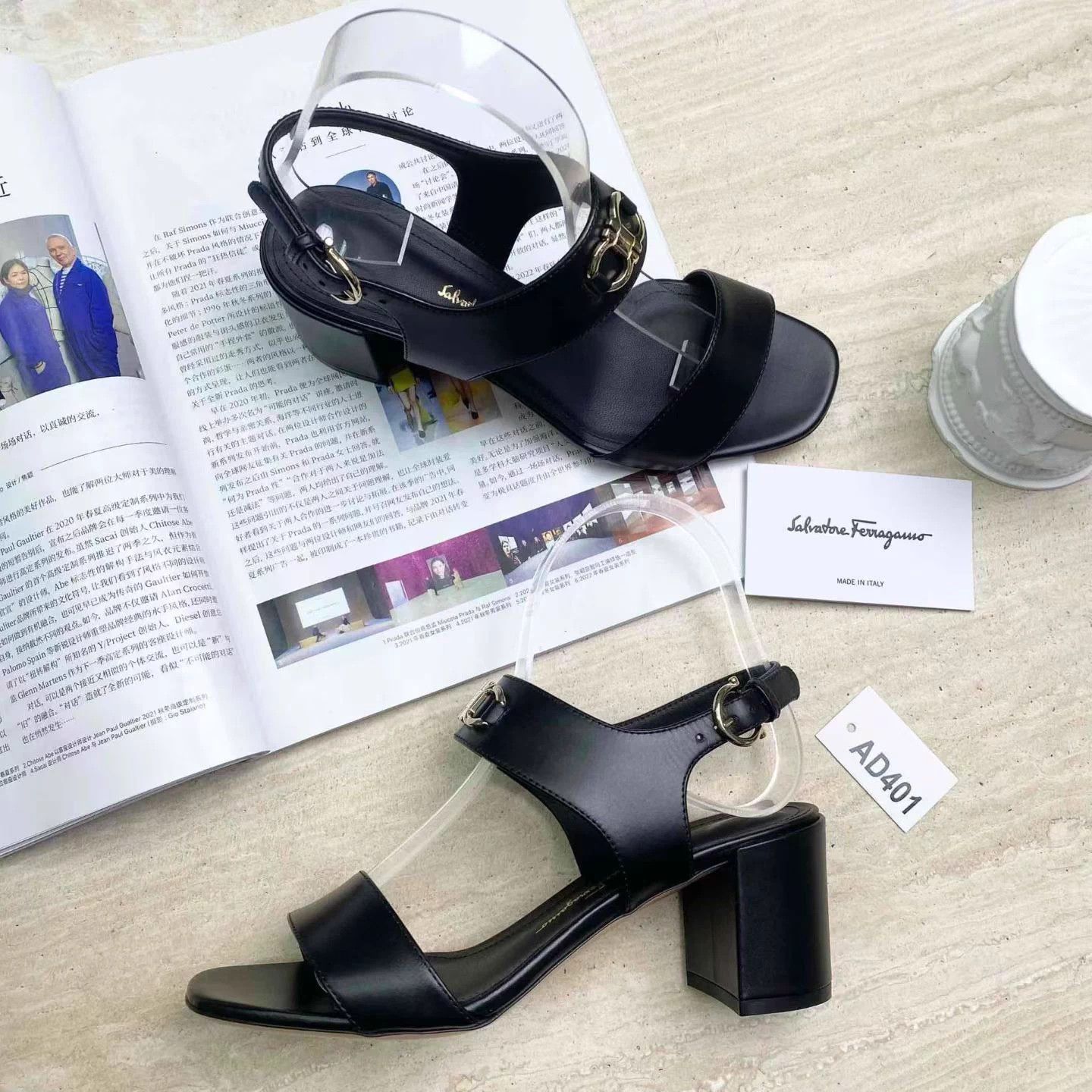 Salvatore Ferragamo Ferragamo Black Leather Sandal 6.5cm Heel 6 (36) New Size US 6 / IT 36 - 2 Thumbnail