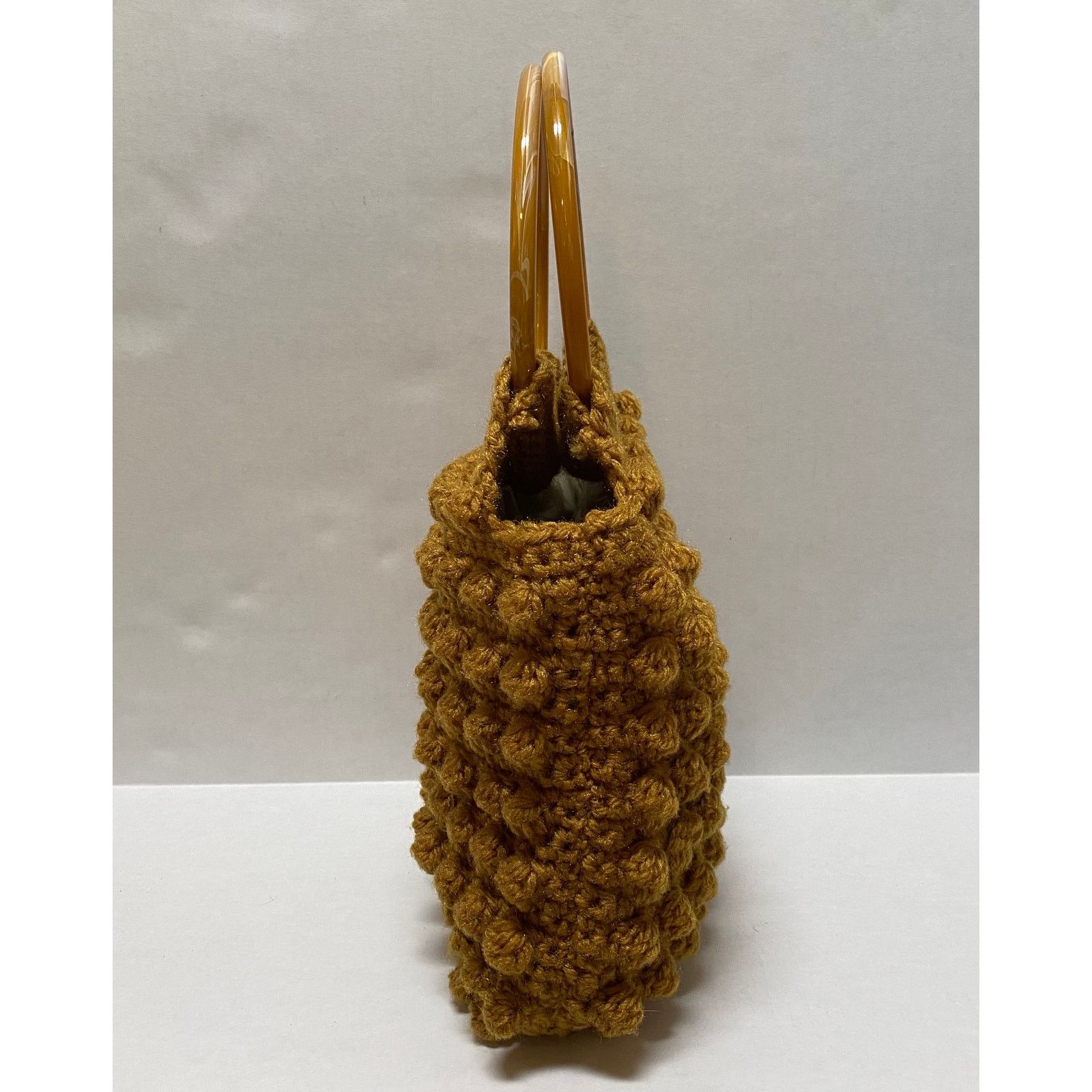 The Unbranded Brand Vtg Handmade Popcorn Crochet Bag Boho Handle Yarn Purse Size ONE SIZE - 6 Thumbnail