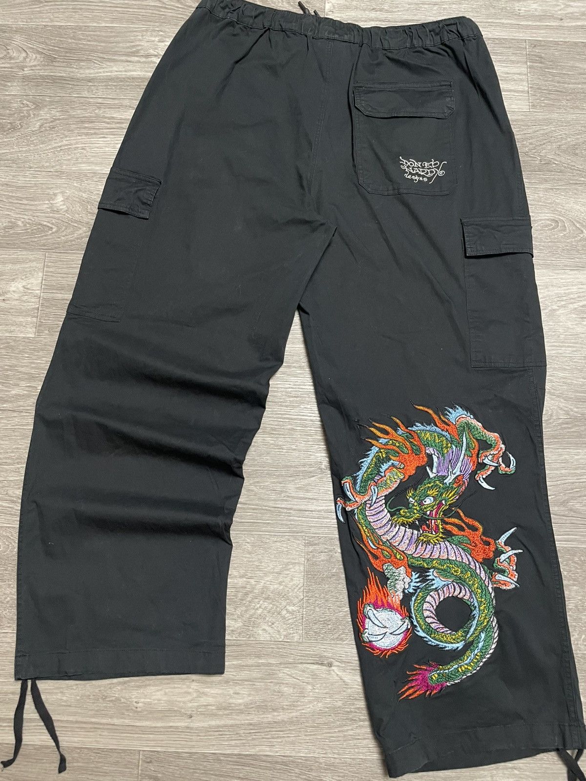 Ed Hardy Ed Hardy x Urban Outfitters Black Cargo Pants Y2K Streetwear Size US 36 / EU 52 - 13 Thumbnail