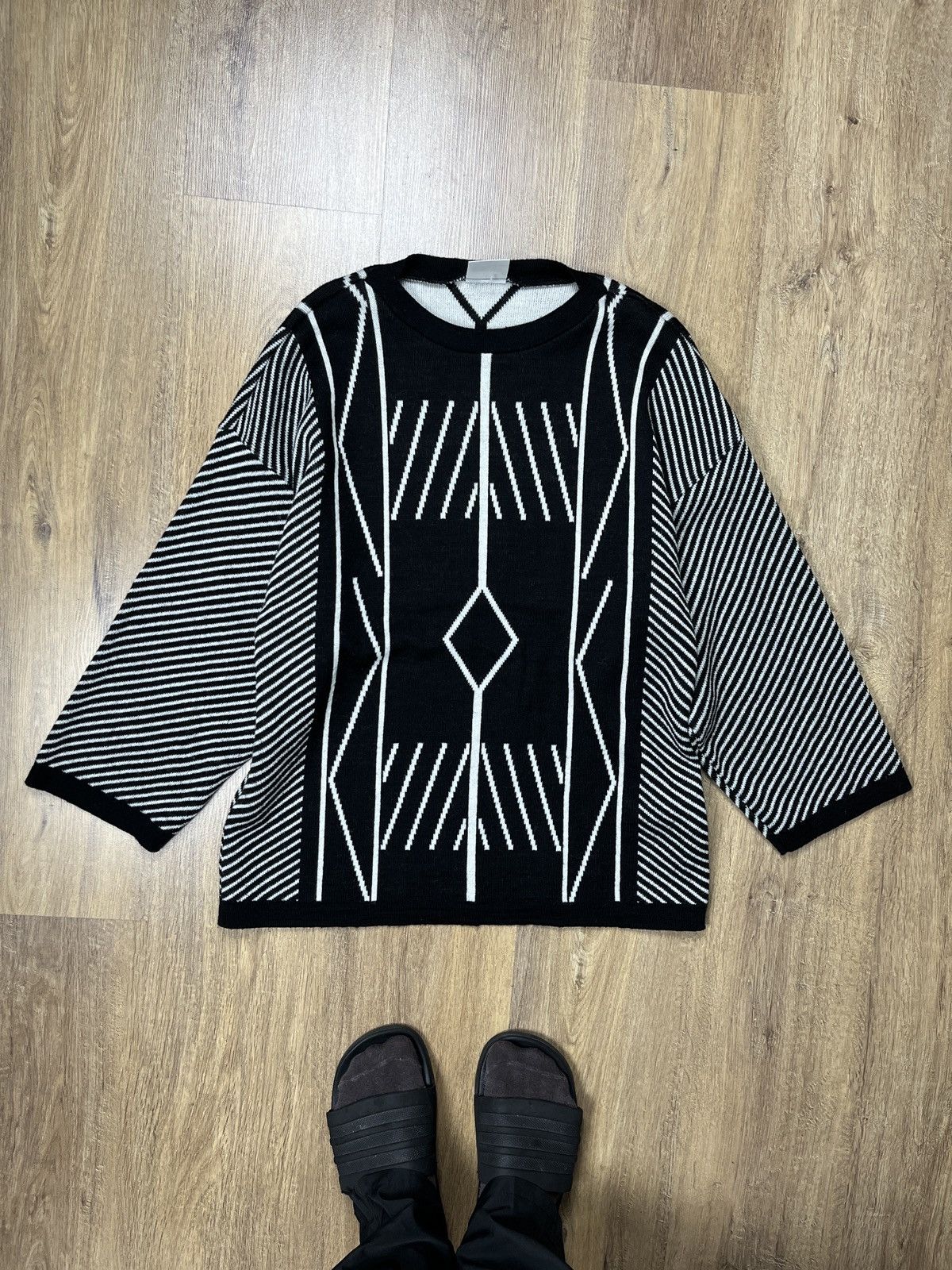 Japanese Brand × Vintage ➕ vintage avant garde cyber rave y2k striped sweater wool Size US M / EU 48-50 / 2 - 1 Thumbnail