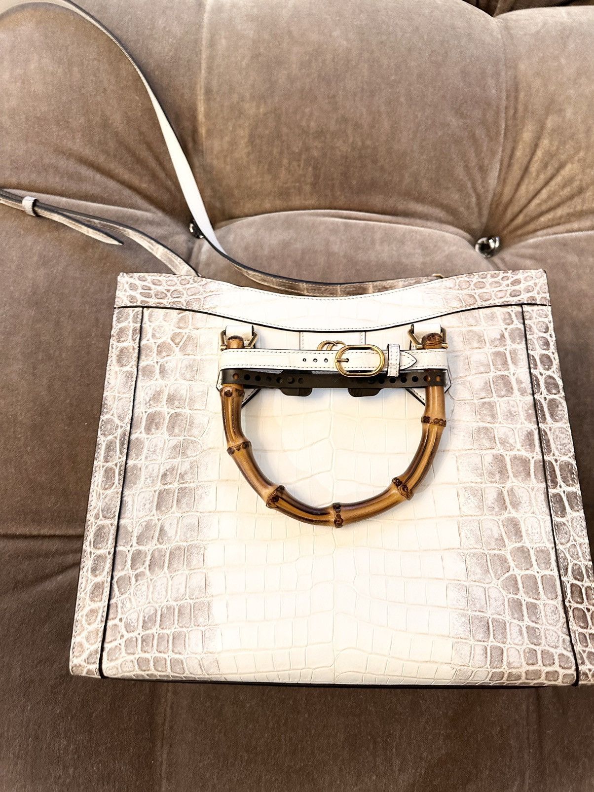 Gucci GUCCI DIANA HIMALAYAN CROCODILE BAG XL RARE Size ONE SIZE - 14 Thumbnail