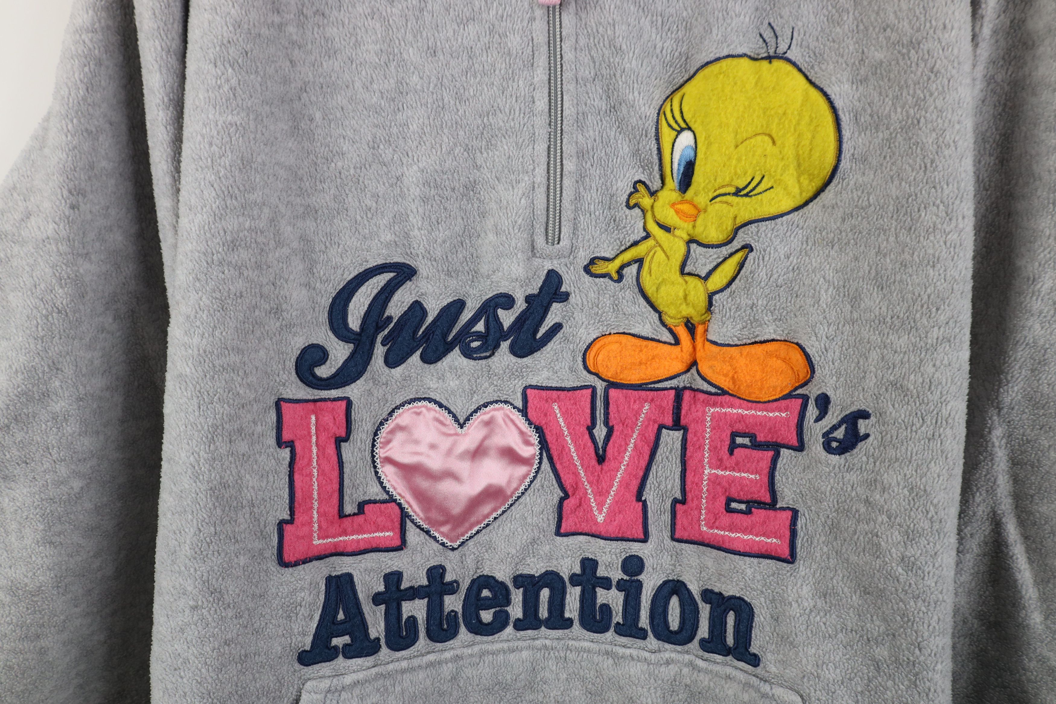 Vintage Vintage 90s Looney Tunes Tweety Bird Love Half Zip Hoodie Size 3XL / US 20-22 - 4 Thumbnail