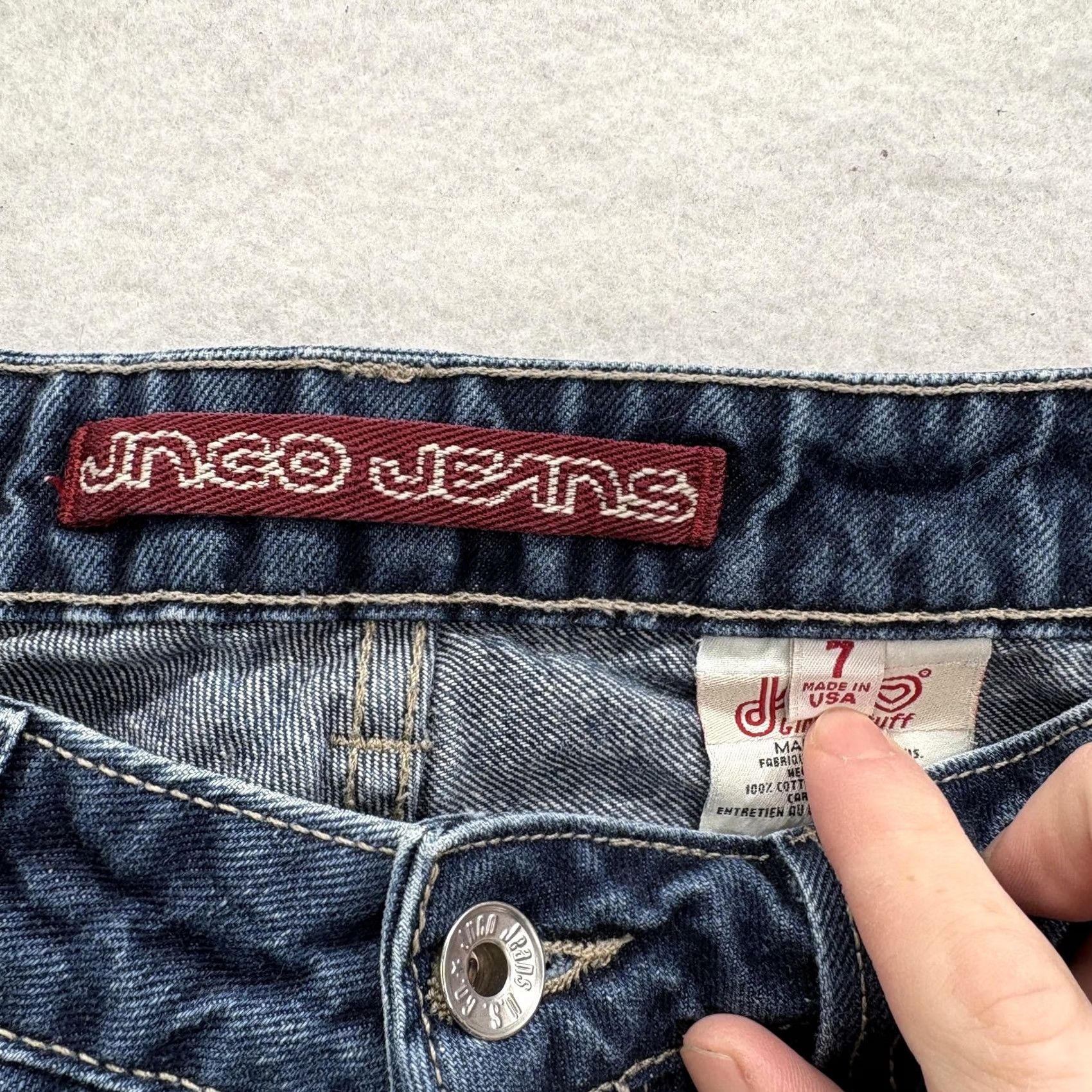 JNCO VINTAGE JNCO Jeans Straight Juniors 7 Blue Medium Wash 5-Pocket Denim 100% Cotton Zip Rise Low Womens/Mens Gratis Size 28" / US 6 / IT 42 - 5 Thumbnail