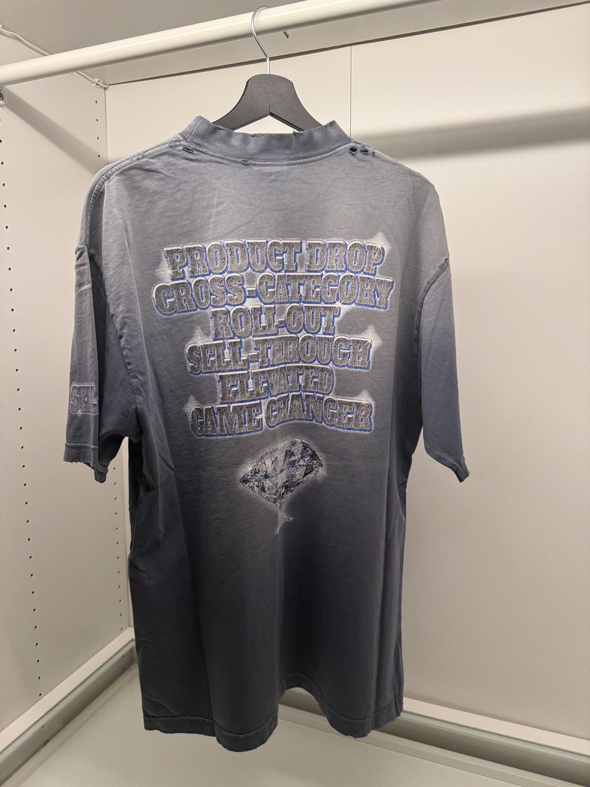 Balenciaga Balenciaga see new buy now blue faded distressed T-Shirt Size US S / EU 44-46 / 1 - 2 Thumbnail