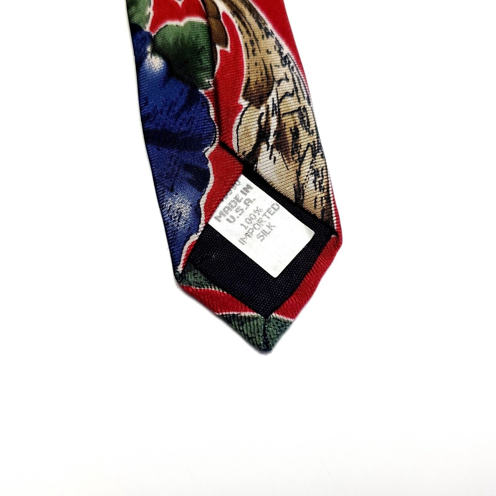 Designer Andhurst Red Floral Print Short Wide Silk Tie Size ONE SIZE - 4 Thumbnail
